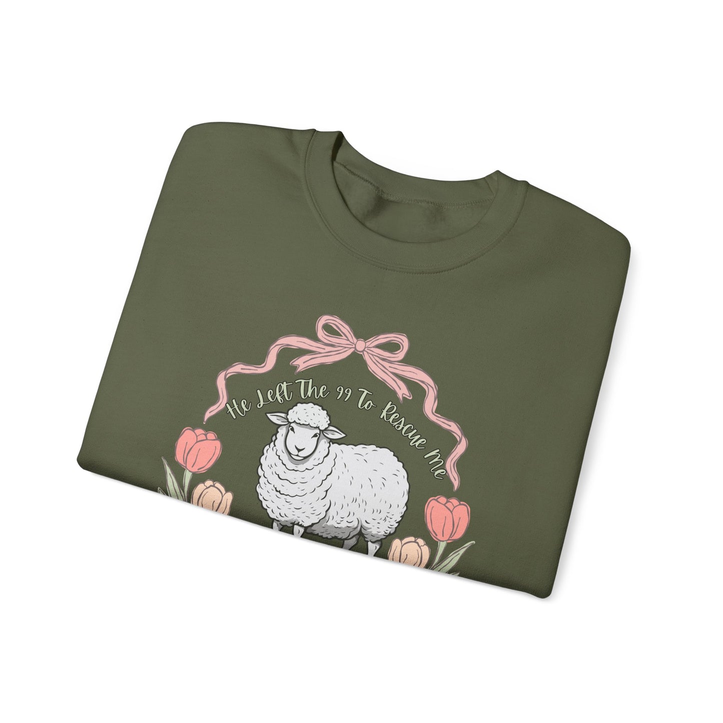 HE LEFT THE 99 WITH RIBBON FRAME ADULT SWEATSHIRT - FRONT AND BACK PRINT