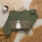 GILDAN - Spooky Season Sweatshirt — Leopard Print Ghost Halloween Crewneck