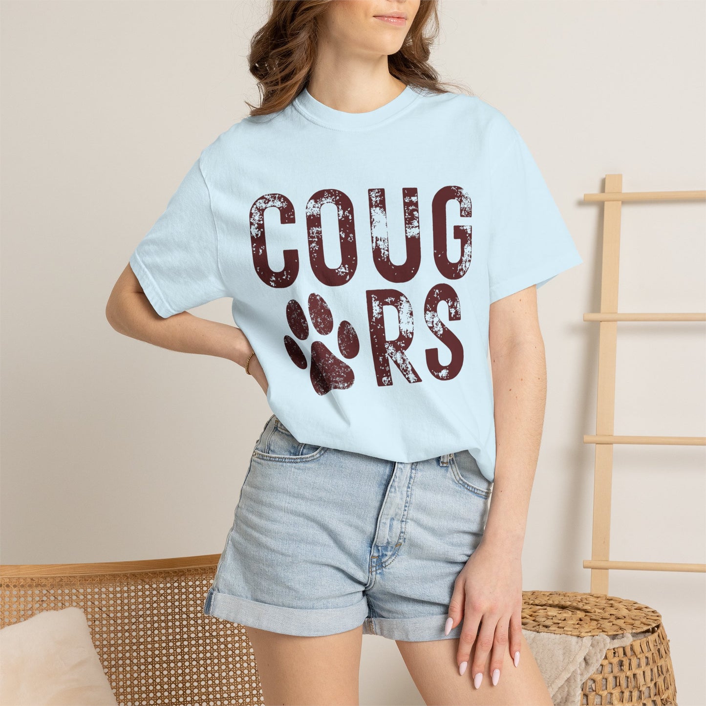 COMFORT COLORS - Cougars Distressed Paw T-Shirt