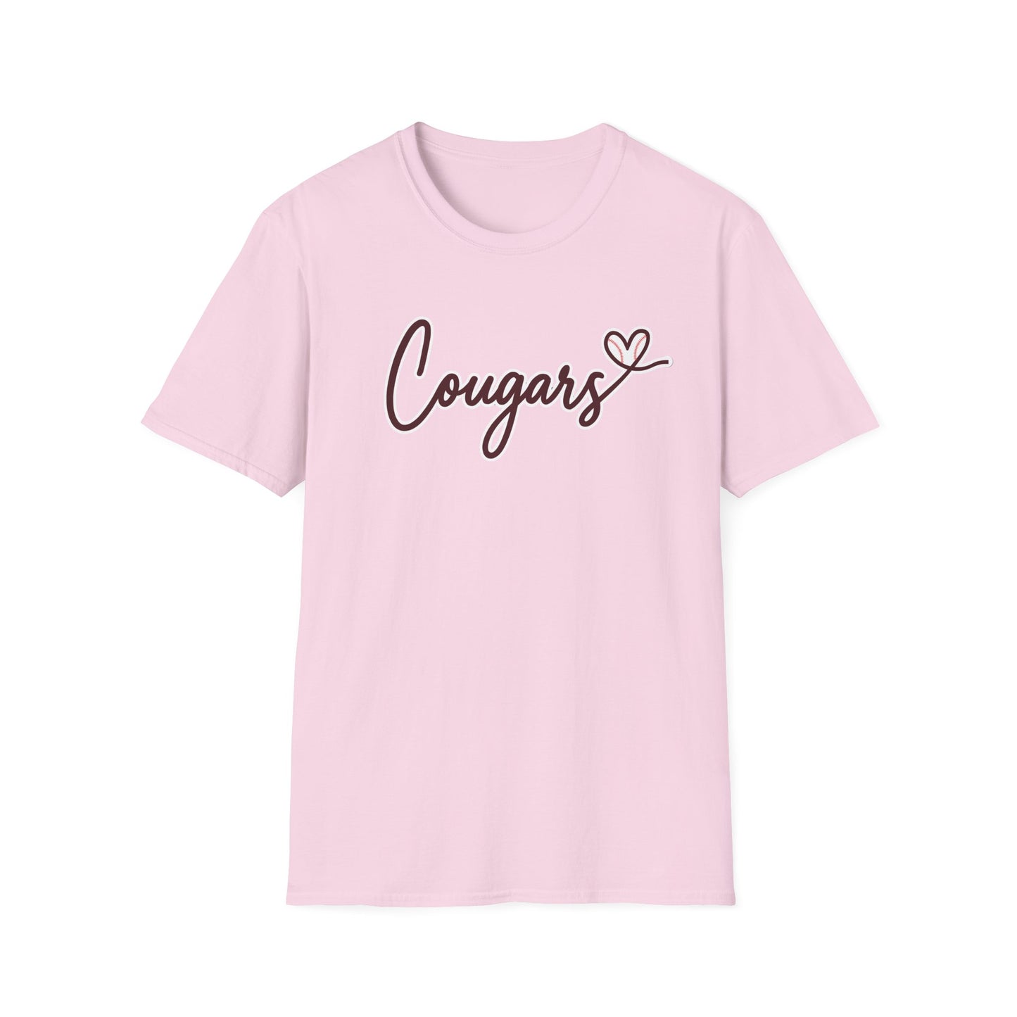 GILDAN - Cougars Script T-Shirt — Retro Pink Heart Team Tee