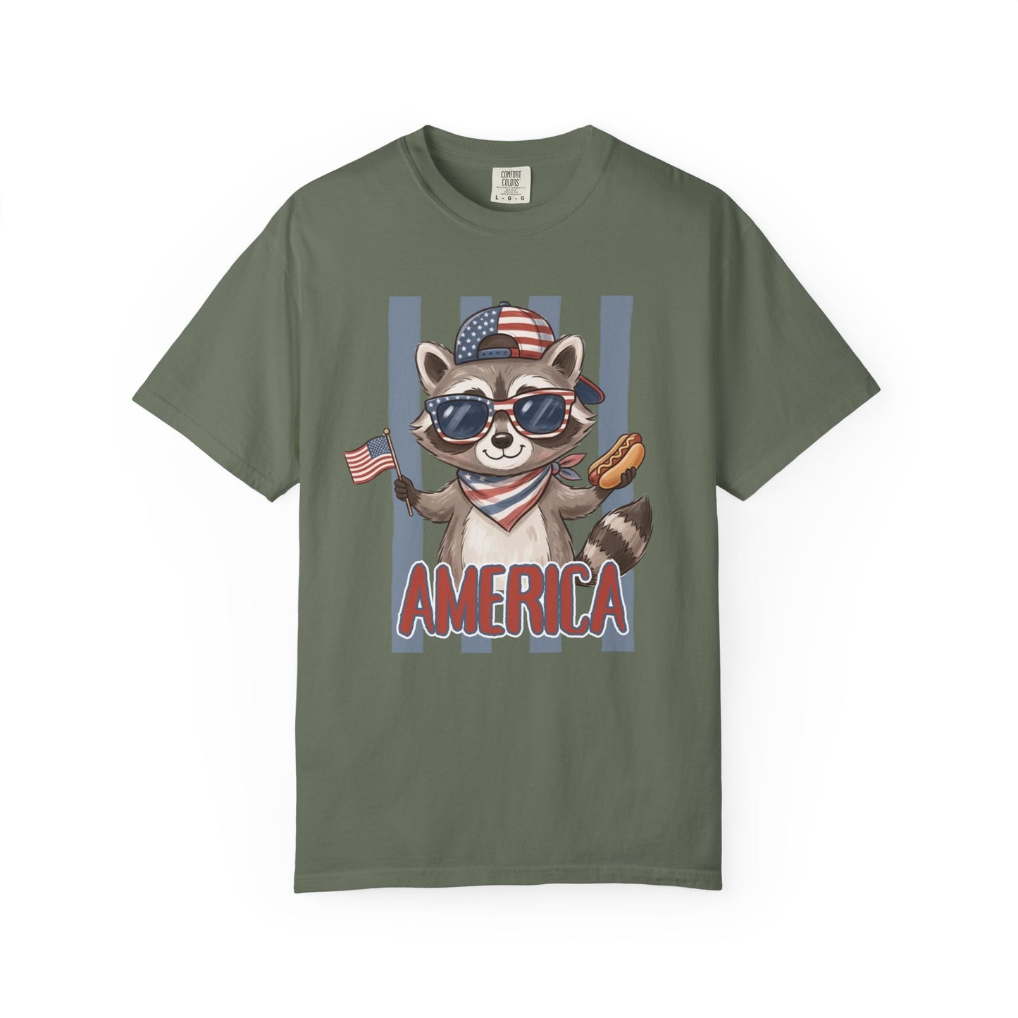 COMFORT COLORS - Patriotic Raccoon America T-Shirt