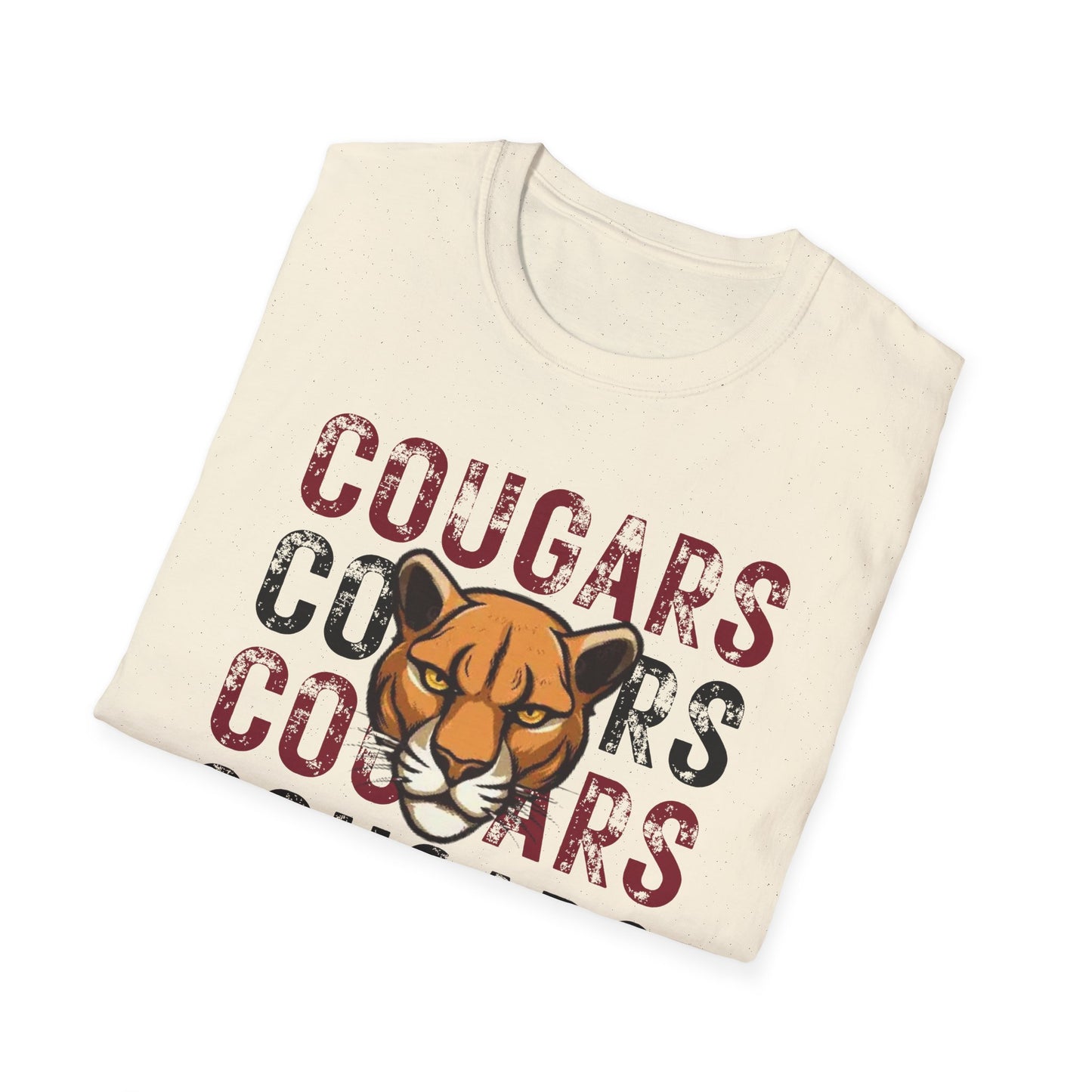 GILDAN - Cougars Vintage Mascot T-Shirt — Retro Cougar Graphic Tee