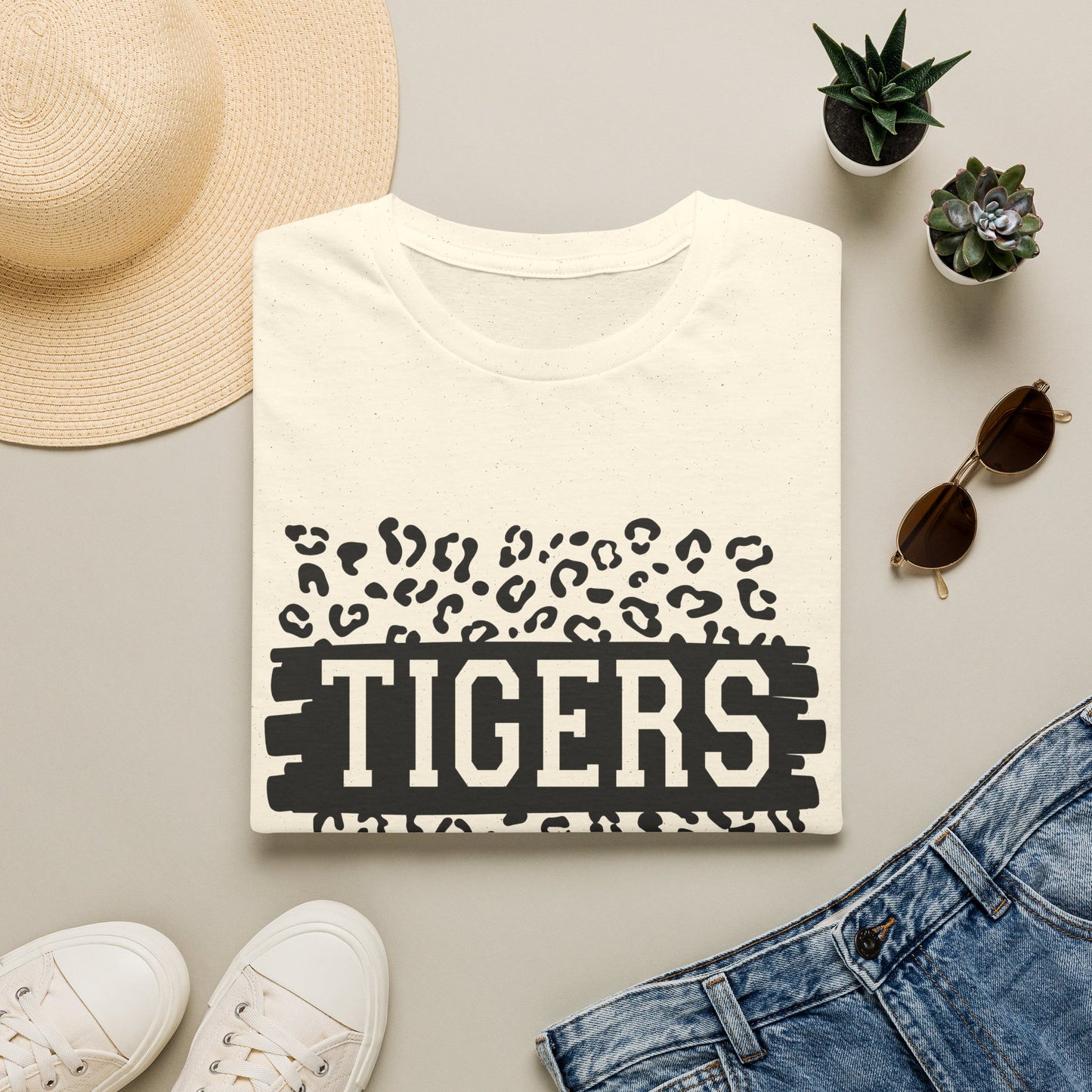 GILDAN - Tigers Leopard Print Tee — Athletic Mascot Team Shirt