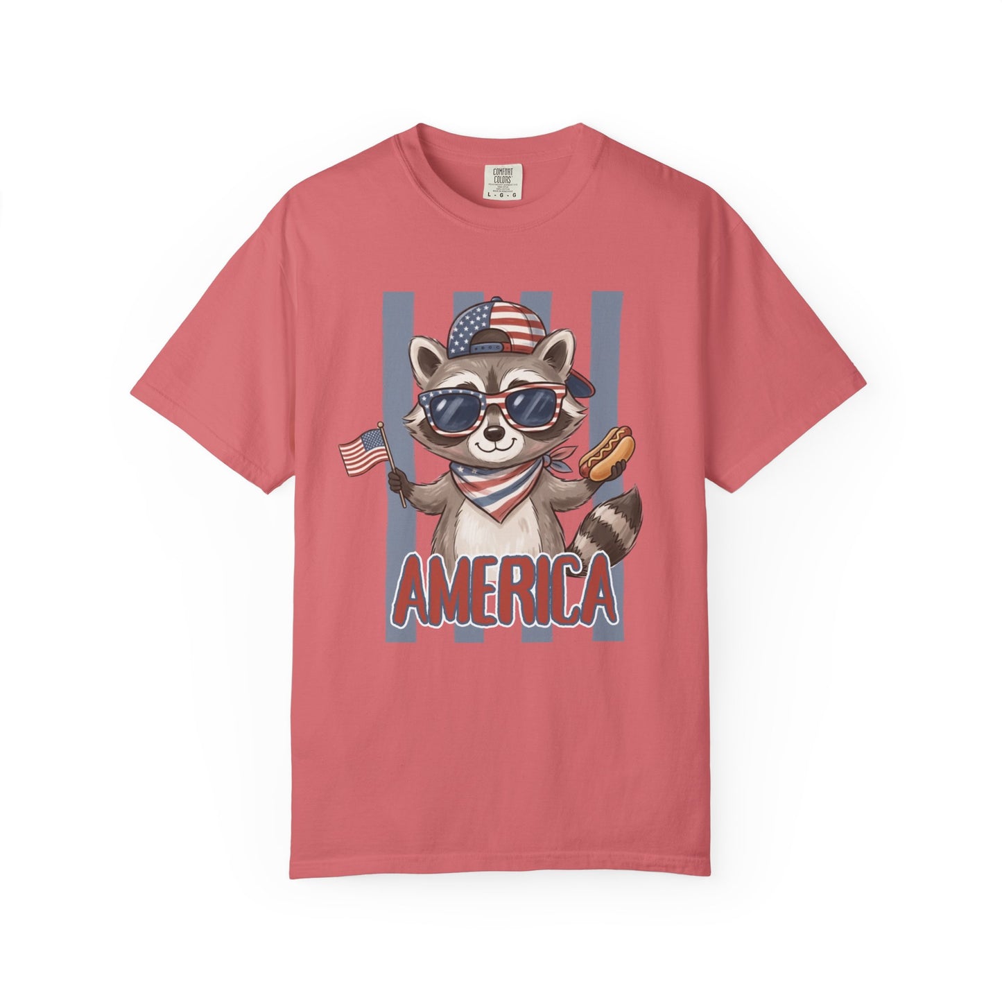 COMFORT COLORS - Patriotic Raccoon America T-Shirt