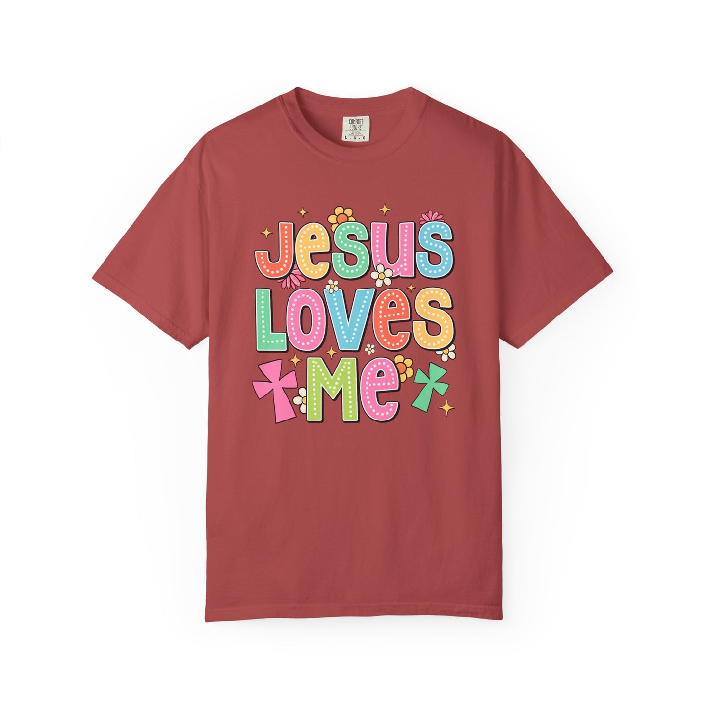 COMFORT COLORS - Jesus Loves Me T-Shirt — Colorful Retro Kids/Youth Faith Tee