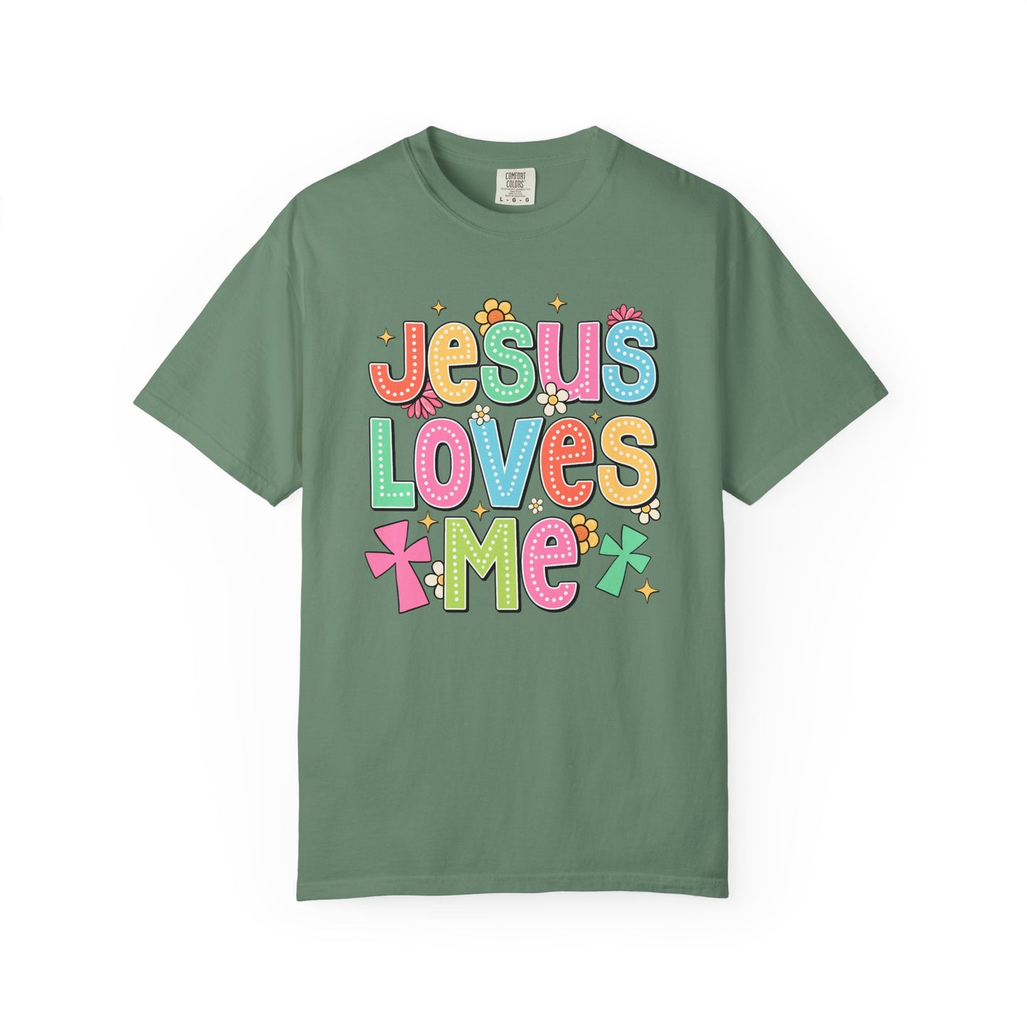 COMFORT COLORS - Jesus Loves Me T-Shirt — Colorful Retro Kids/Youth Faith Tee