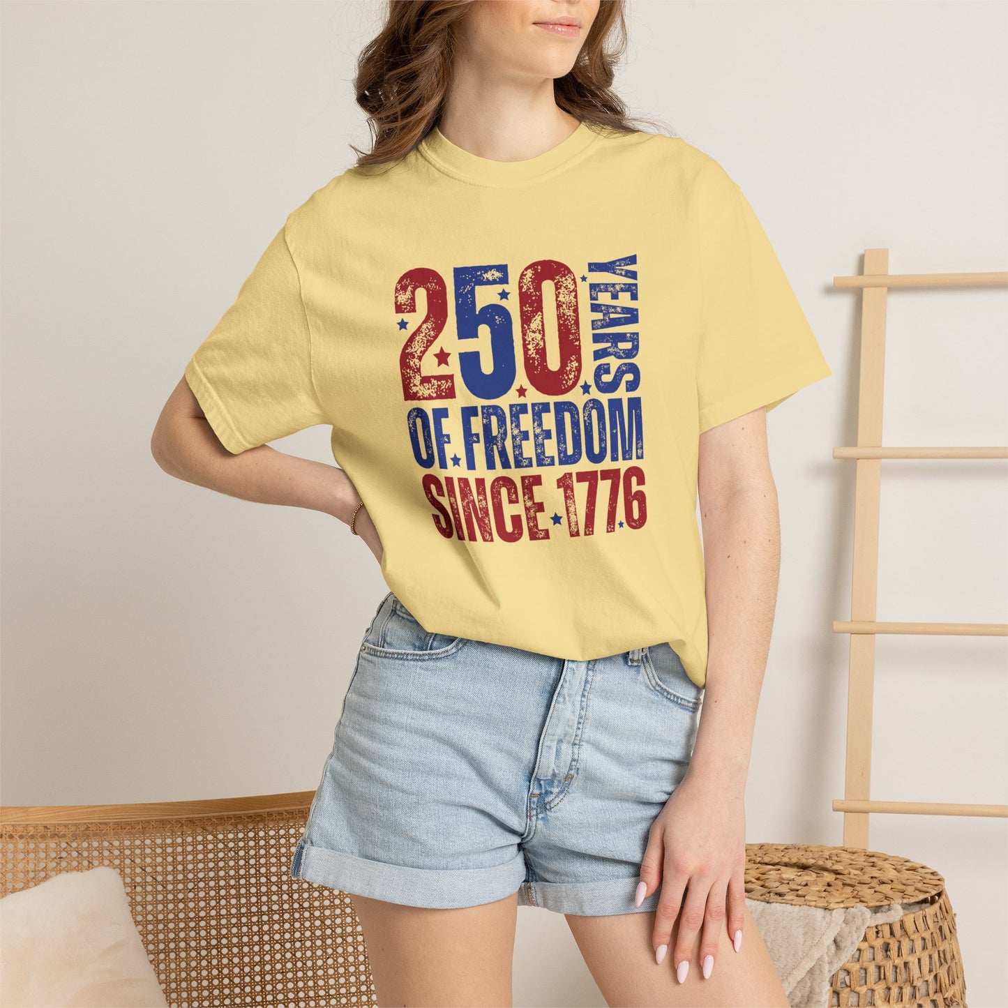 COMFORT COLORS - 250 Years of Freedom Since 1776 T-Shirt — Patriotic Fourth of July Tee
