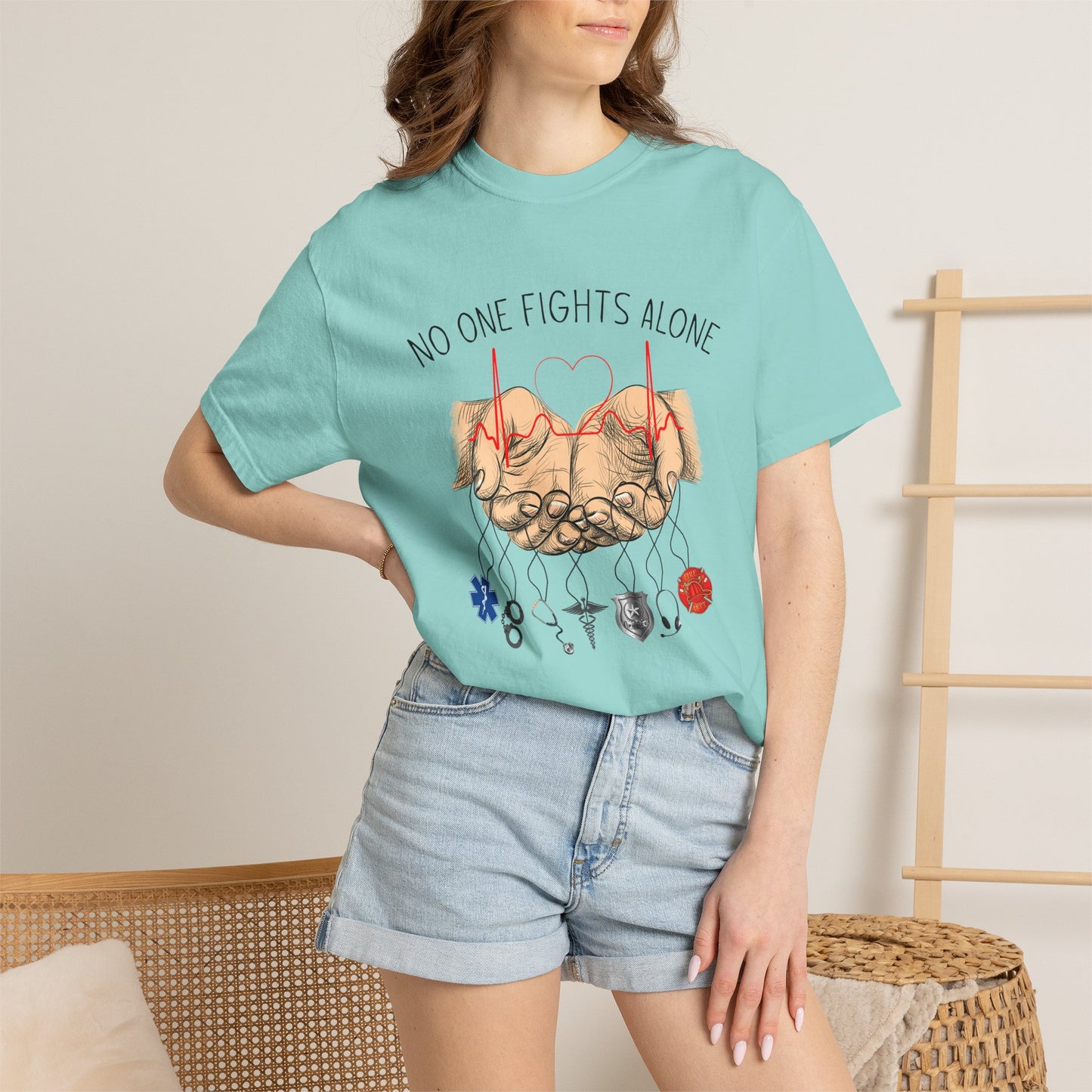 COMFORT COLORS - No One Fights Alone T-Shirt — Supportive Cancer Awareness Tee