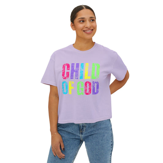 COMFORT COLORS - Child of God Boxy Tee — Women's Rainbow Faith T‑Shirt