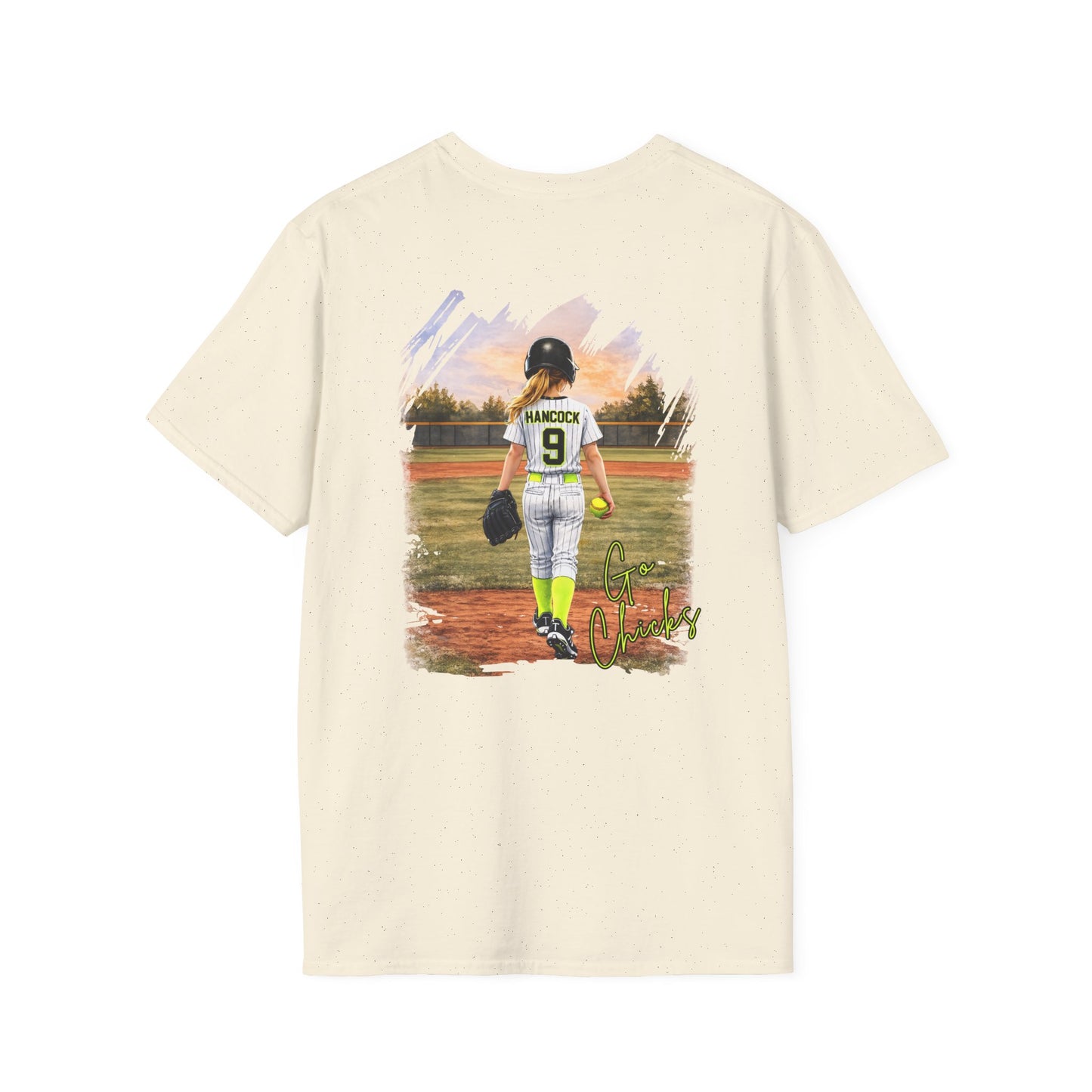 ** PERSONALIZE IT ** Customized Softball Player Backprint T-Shirt With Front Team Logo