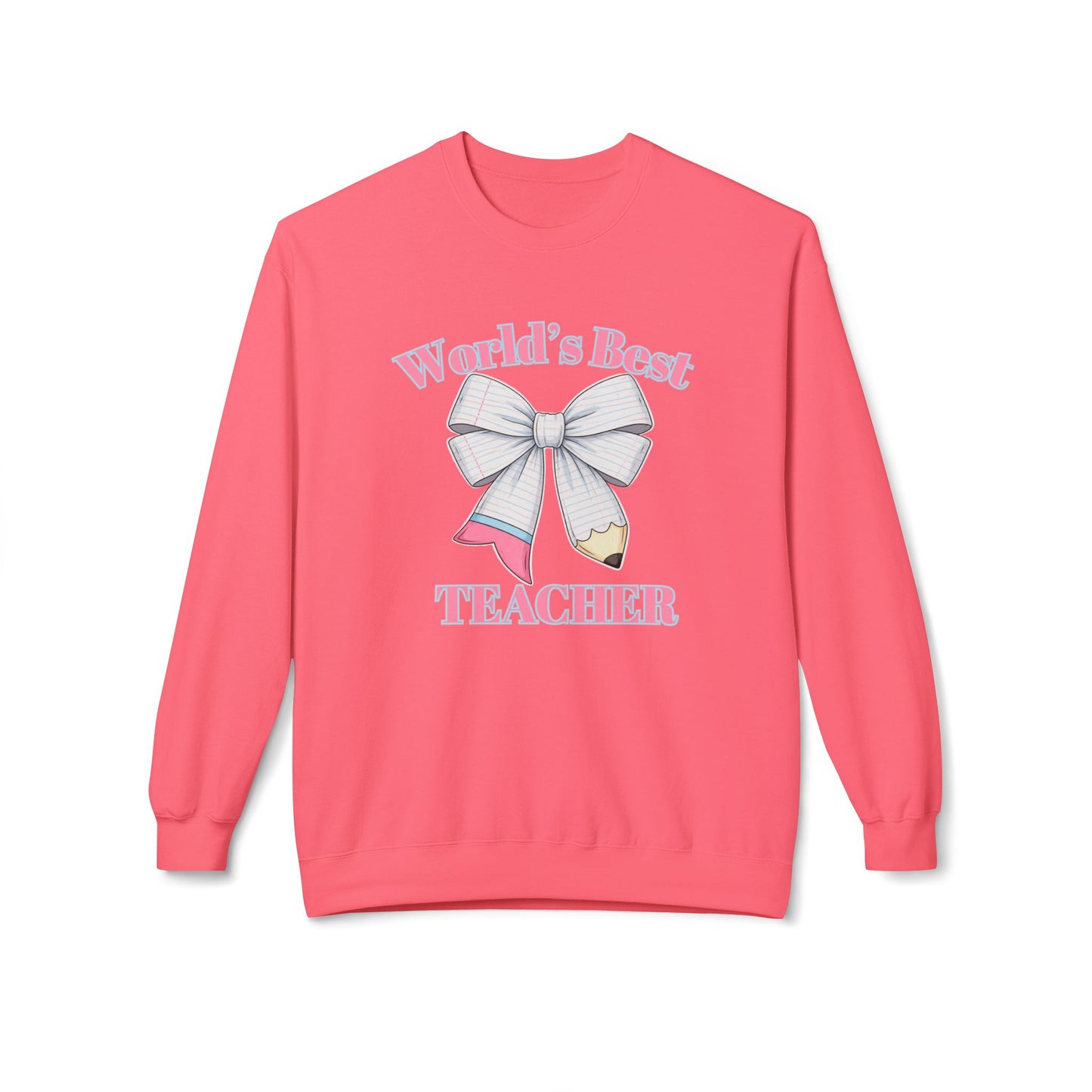 World’s Best Teacher Crewneck Sweatshirt — Bow & Pencil Teacher Gift