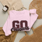 Crewneck Sweatshirt — "Go Cougars" Leopard Varsity School Spirit