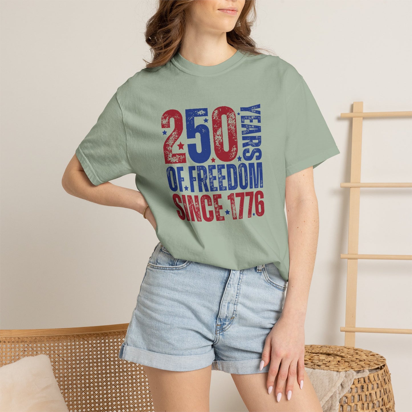 COMFORT COLORS - 250 Years of Freedom Since 1776 T-Shirt — Patriotic Fourth of July Tee