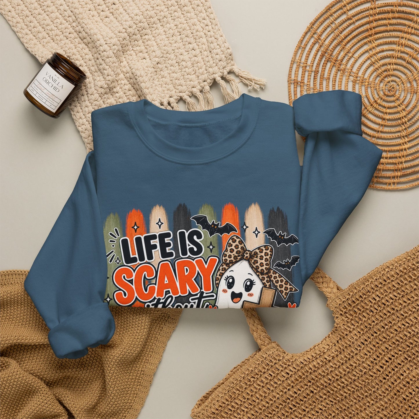 GILDAN - Christian Halloween Sweatshirt — "Life Is Scary Without Jesus" Fall Crewneck