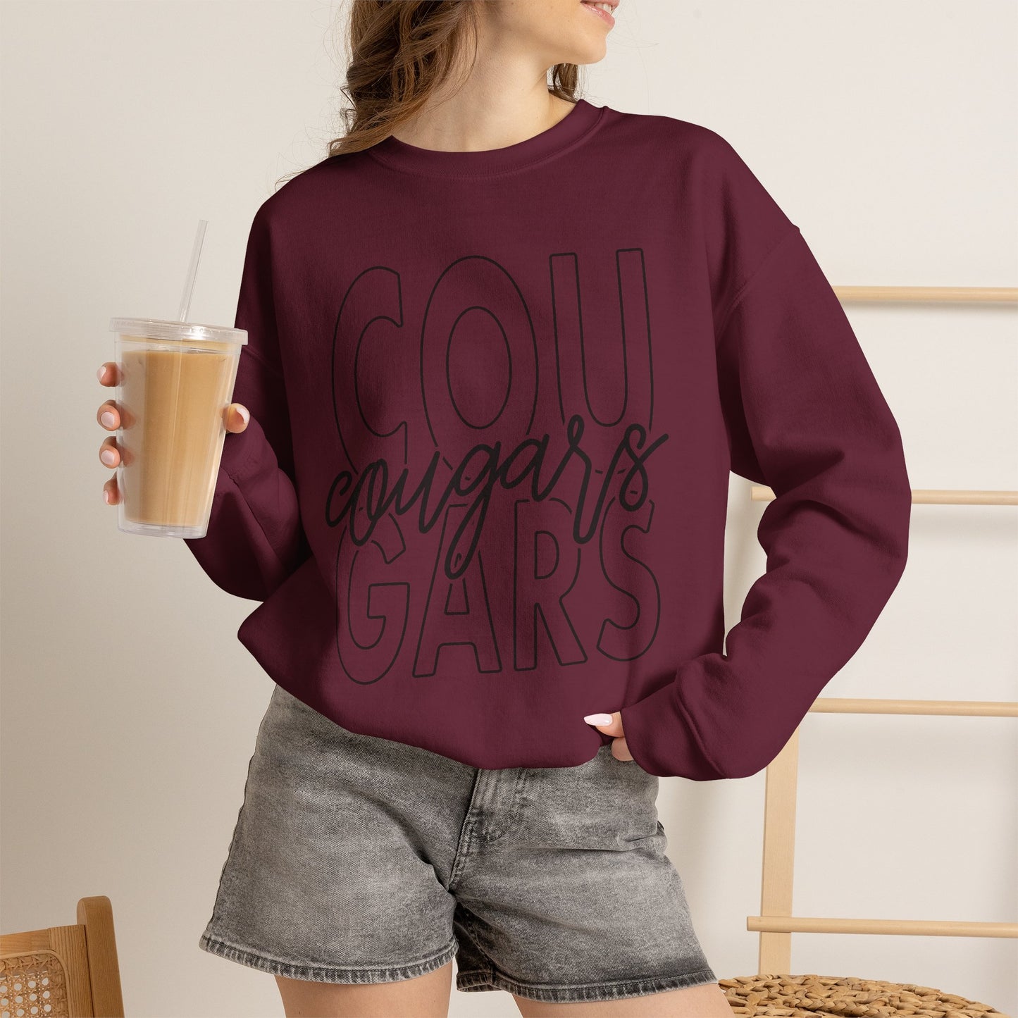 GILDAN -Cougars Script Crewneck Sweatshirt