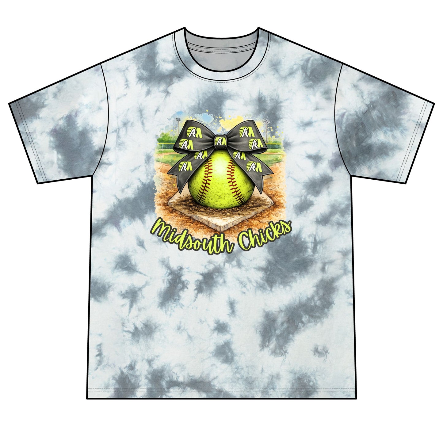 Softball Crystal Tie-Dye Tee — "Midsouth Chicks"