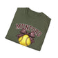Munford Cougars Softball T-Shirt — Yellow Ball & Bow Team Tee