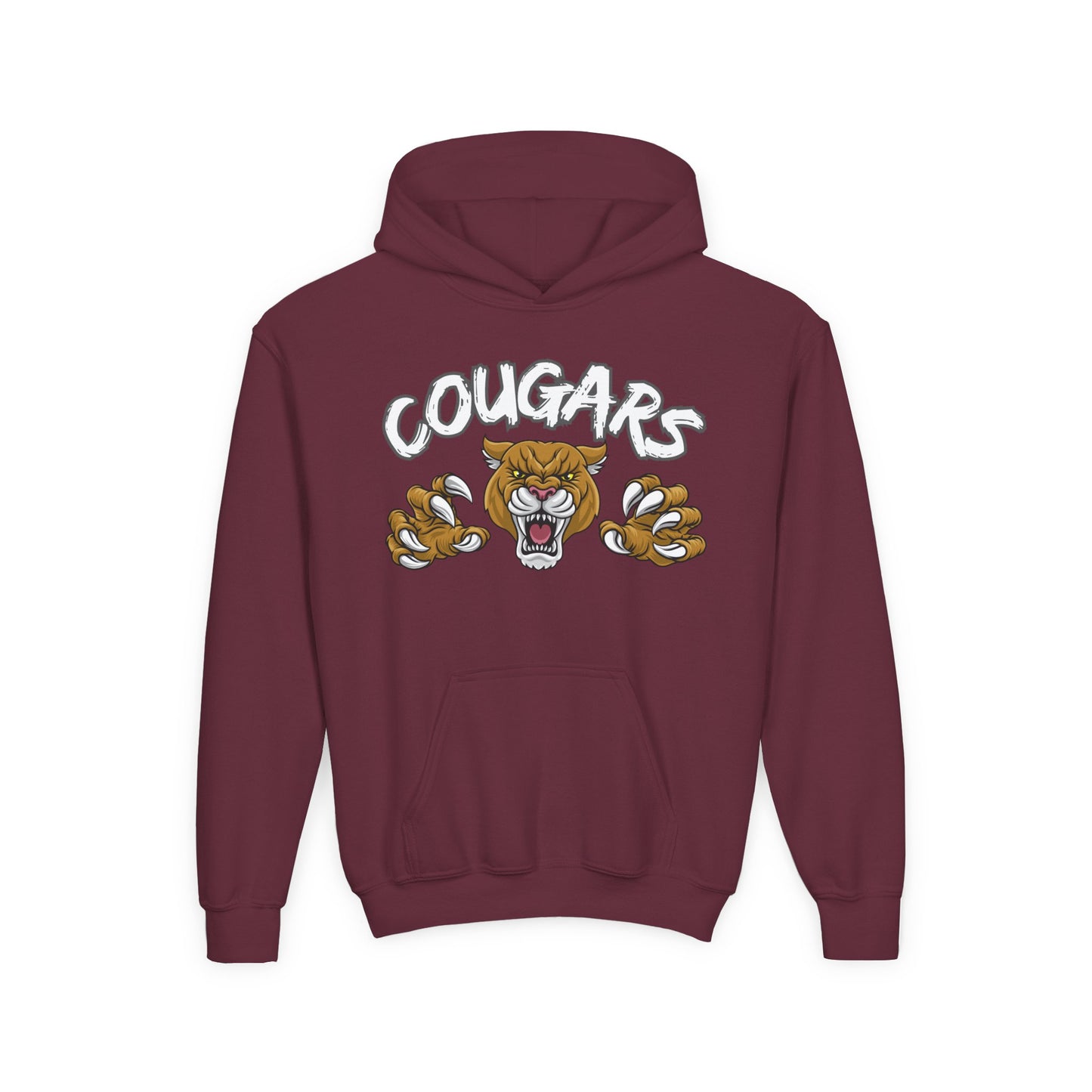 YOUTH COUGARS HOODIE WHITE FONT