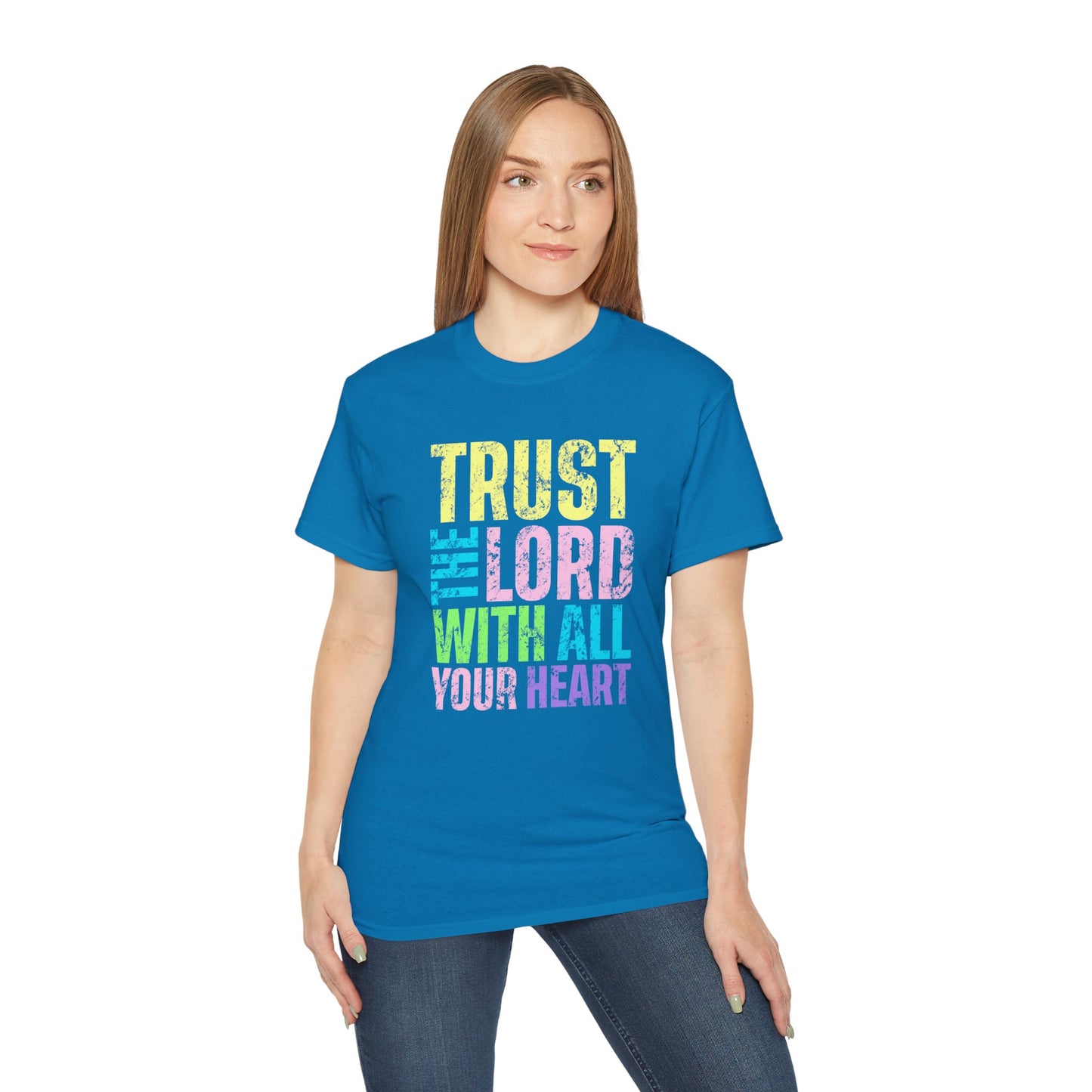 Christian T-Shirt - "Trust the Lord With All Your Heart" Colorful Faith Tee