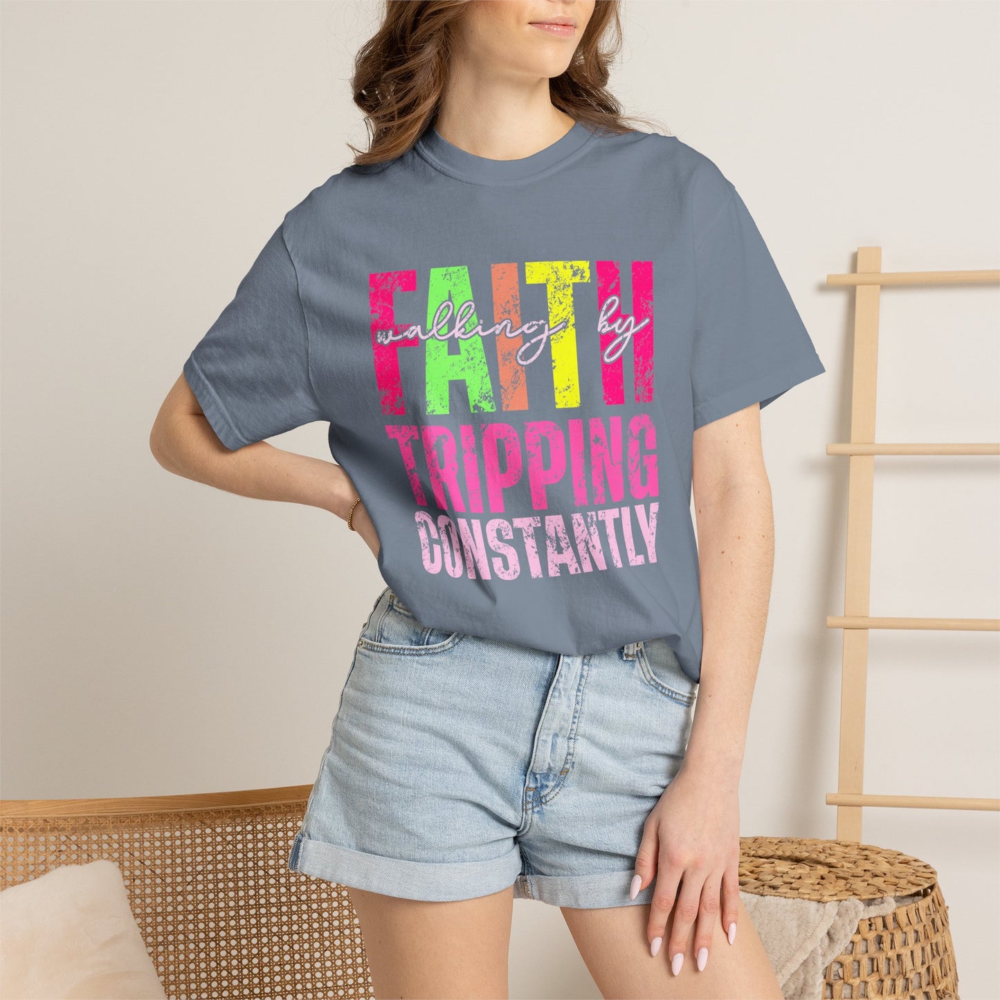 COMFORT COLORS - Faith Tripping Constantly T-Shirt — Christian Inspirational Graphic Tee