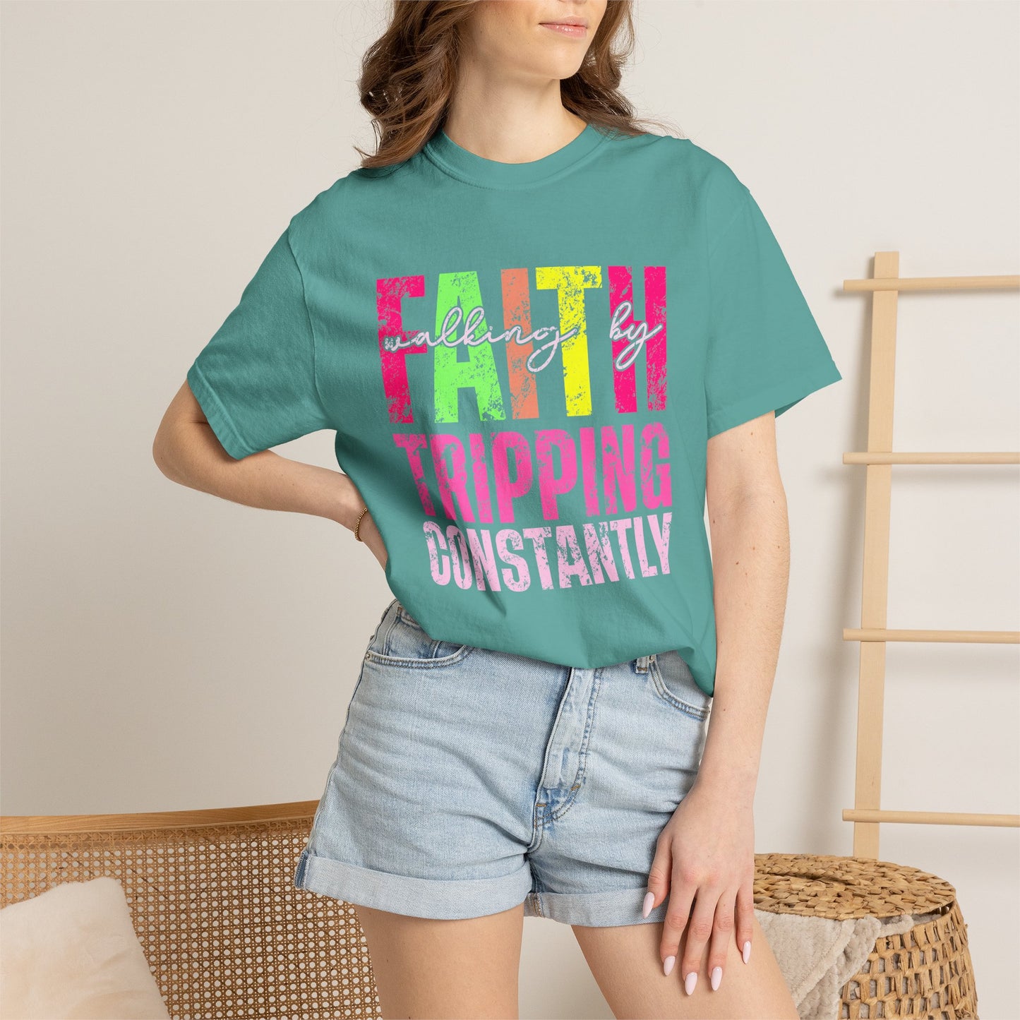 COMFORT COLORS - Faith Tripping Constantly T-Shirt — Christian Inspirational Graphic Tee