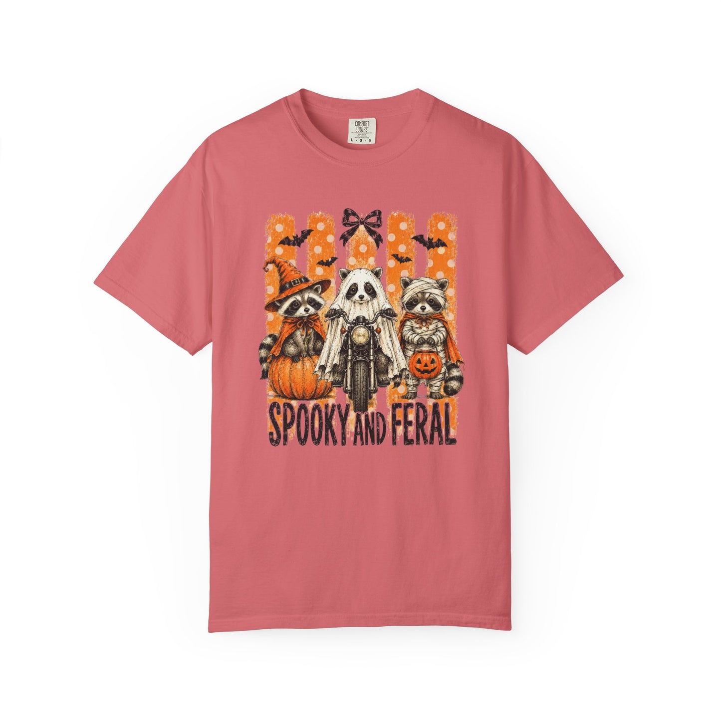 COMFORT COLORS - Spooky and Feral Halloween T-Shirt — Raccoon & Pumpkin Costume Tee