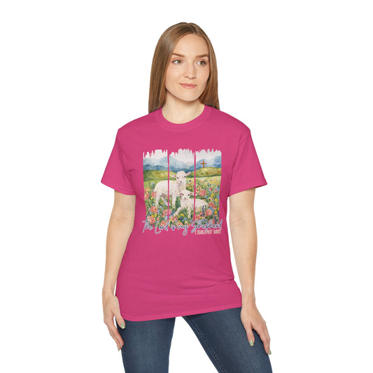 Lamb In Wildflowers Tee – "The Lord Is My Shepherd" Cotton T-Shirt