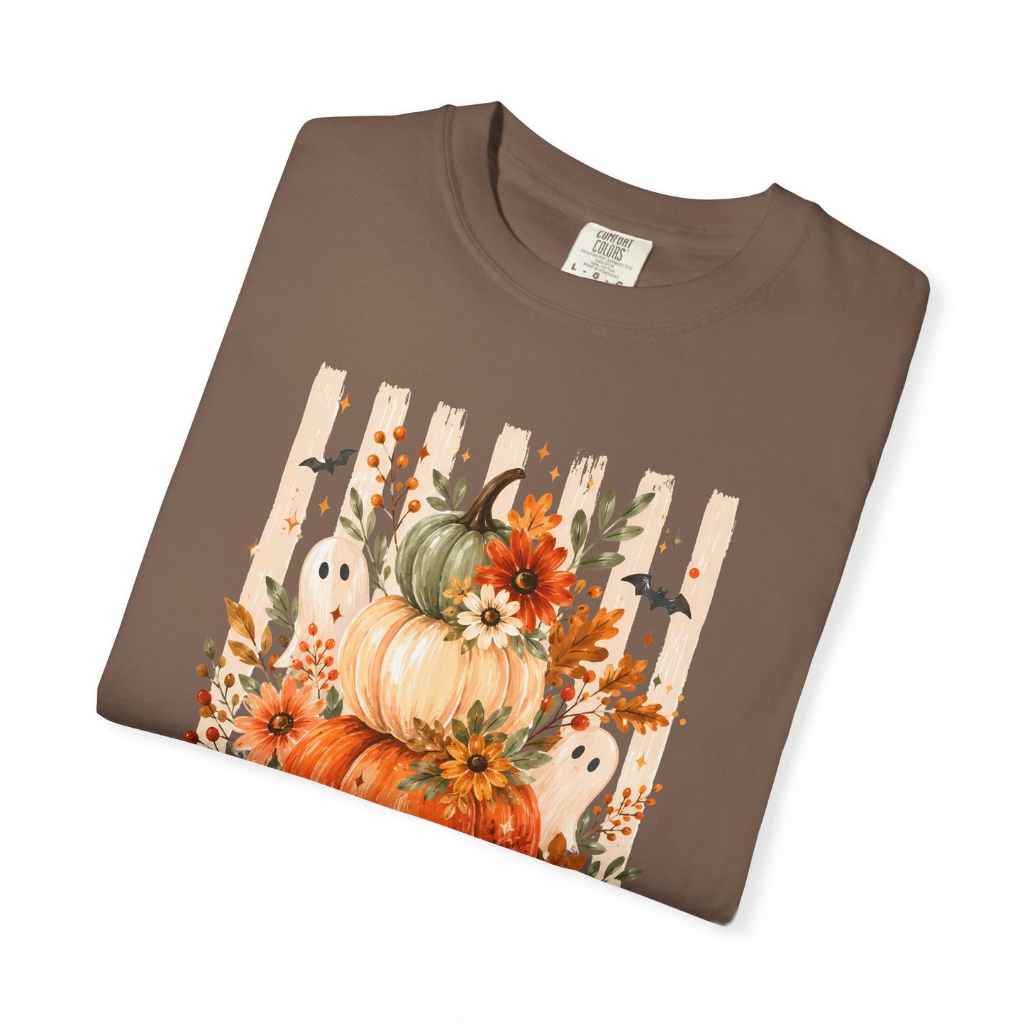 COMFORT COLORS - Pumpkin Stack 'Boo Y'all' Fall T-Shirt — Autumn Floral Halloween Tee