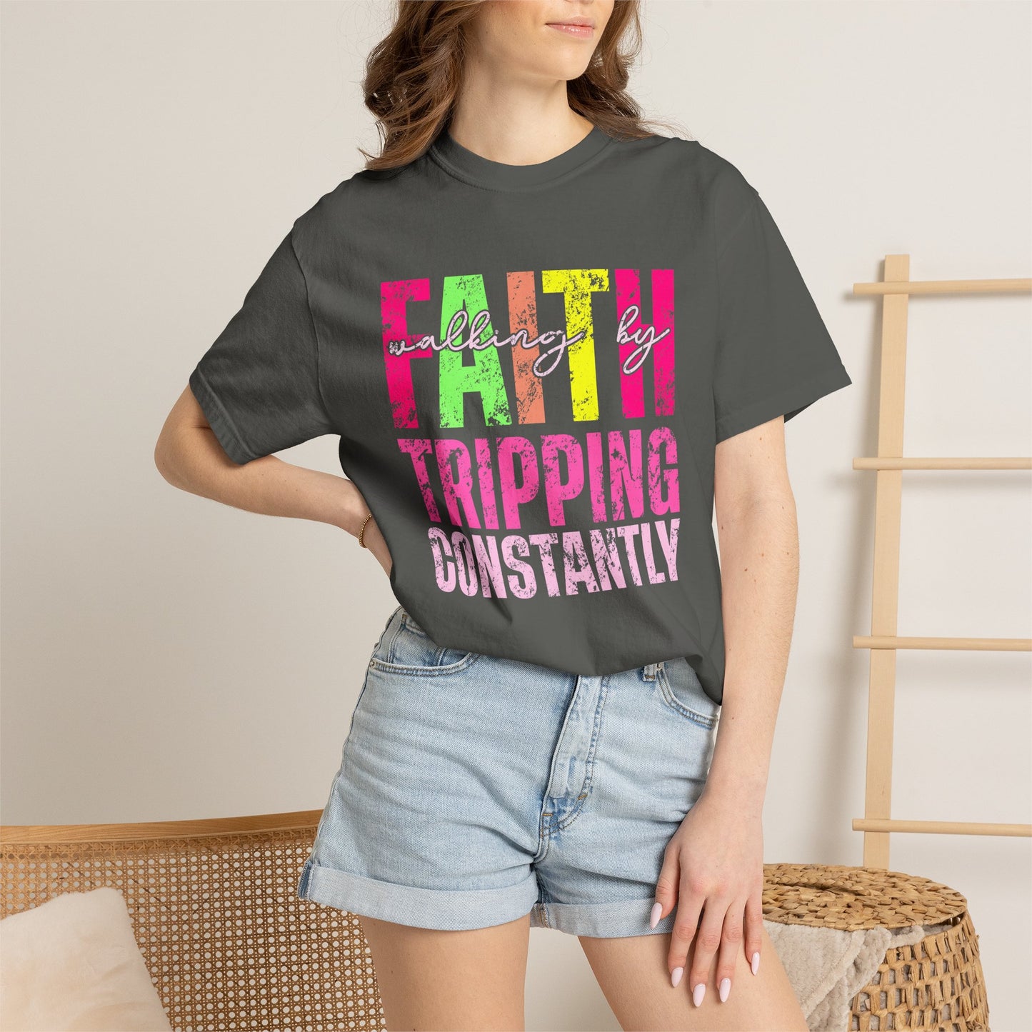 COMFORT COLORS - Faith Tripping Constantly T-Shirt — Christian Inspirational Graphic Tee