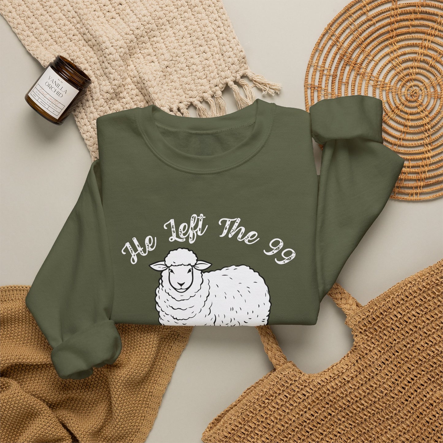 GILDAN -HE LEFT THE 99 WHITE FONT ADULT SWEATSHIRT