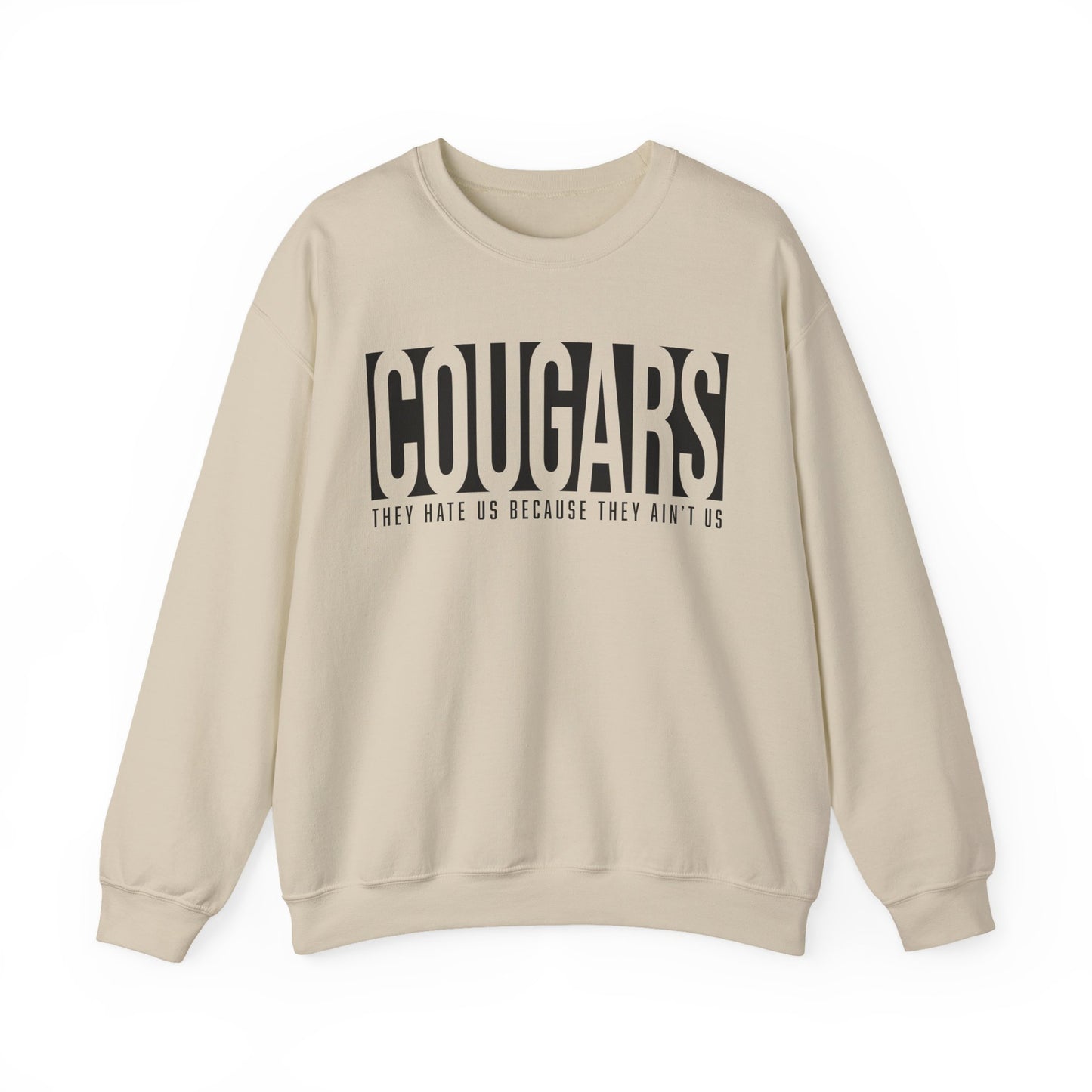 GILDAN -Cougars Crewneck Sweatshirt – “They Hate Us Because They Ain’t Us” Retro Sports Style