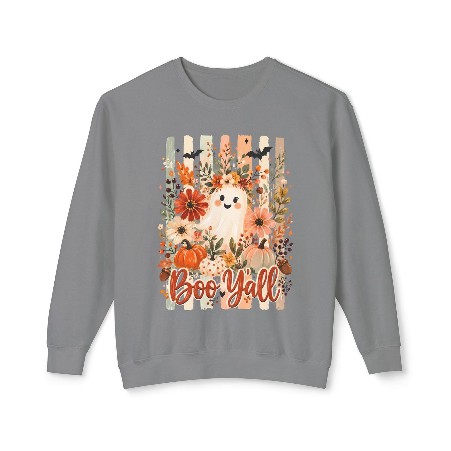 COMFORT COLORS - Boo Y'all Halloween Sweatshirt — Cute Ghost & Pumpkin Fall Crewneck