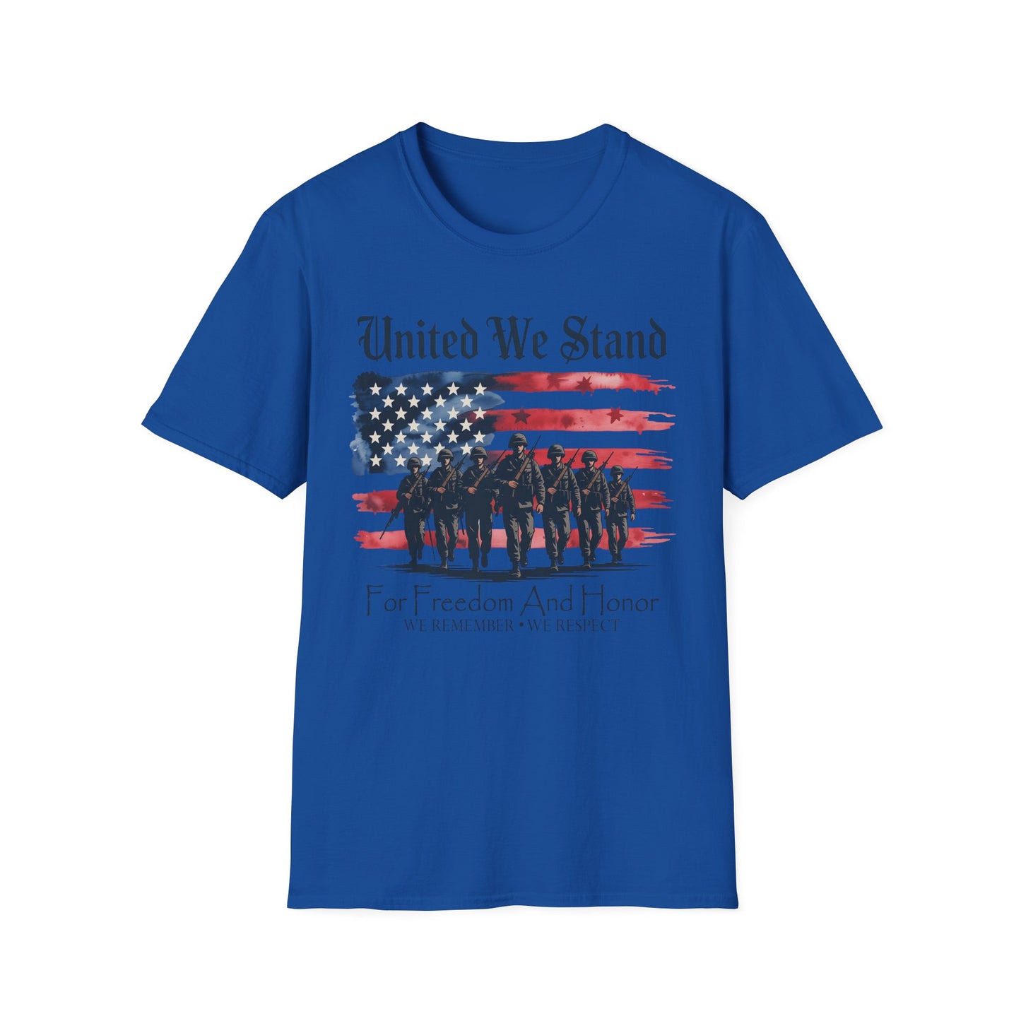 GILDAN - United We Stand T-Shirt — Patriotic American Flag Military Tribute Tee