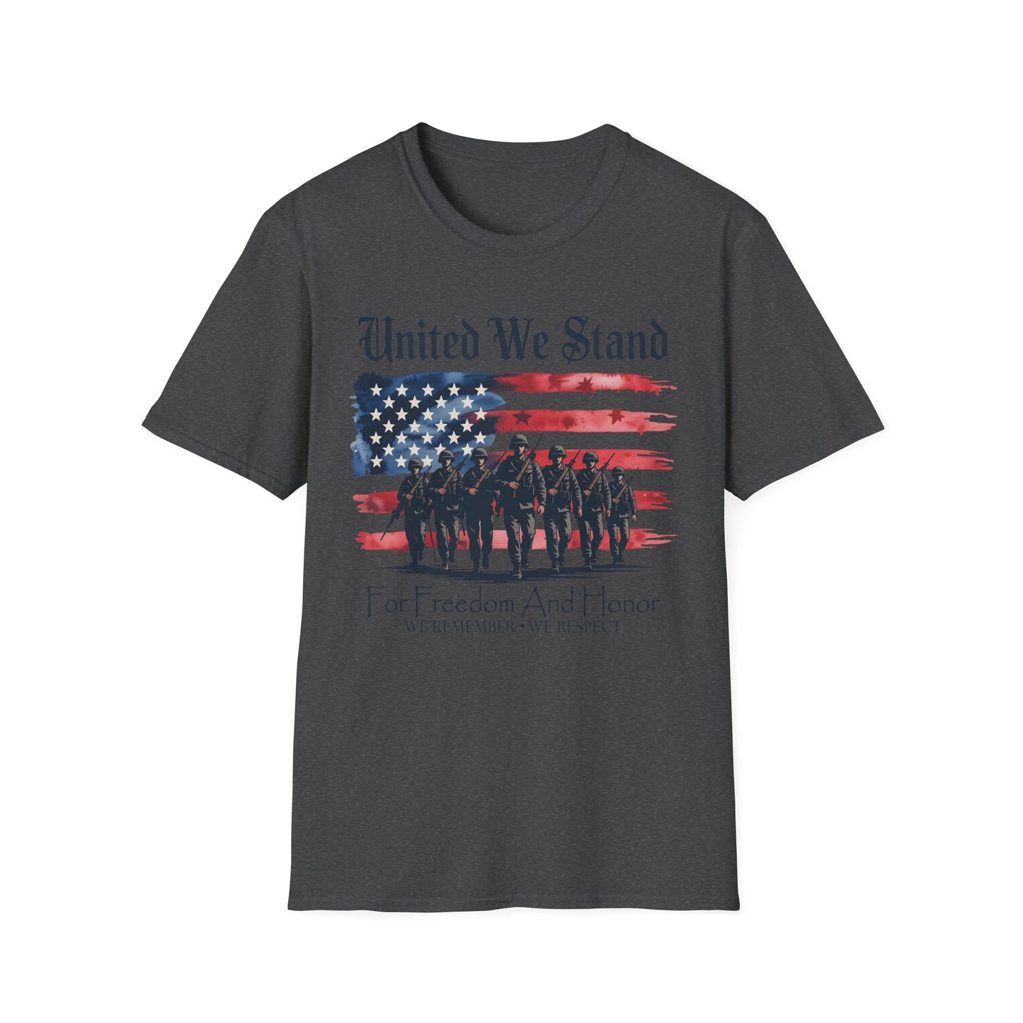 GILDAN - United We Stand T-Shirt — Patriotic American Flag Military Tribute Tee