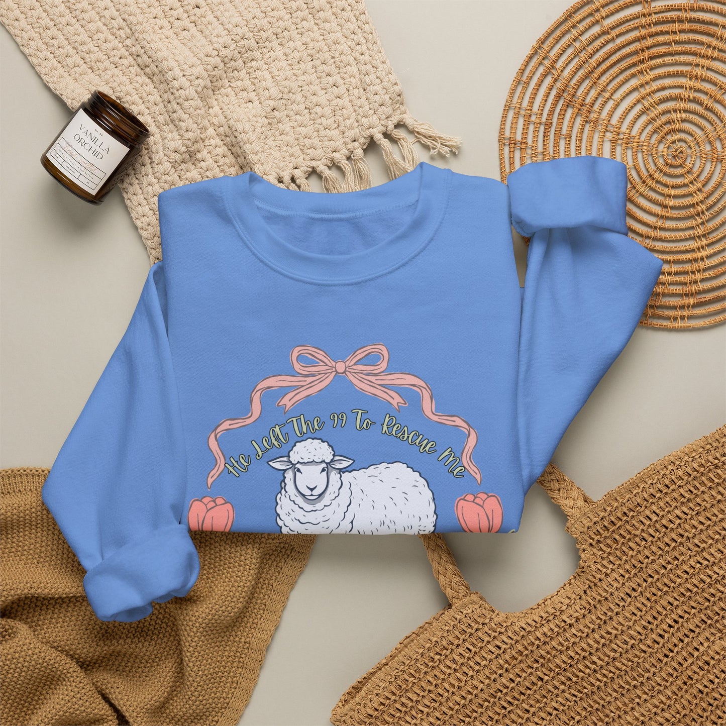 GILDAN - HE LEFT THE 99 WITH RIBBON FRAME ADULT SWEATSHIRT - FRONT AND BACK PRINT