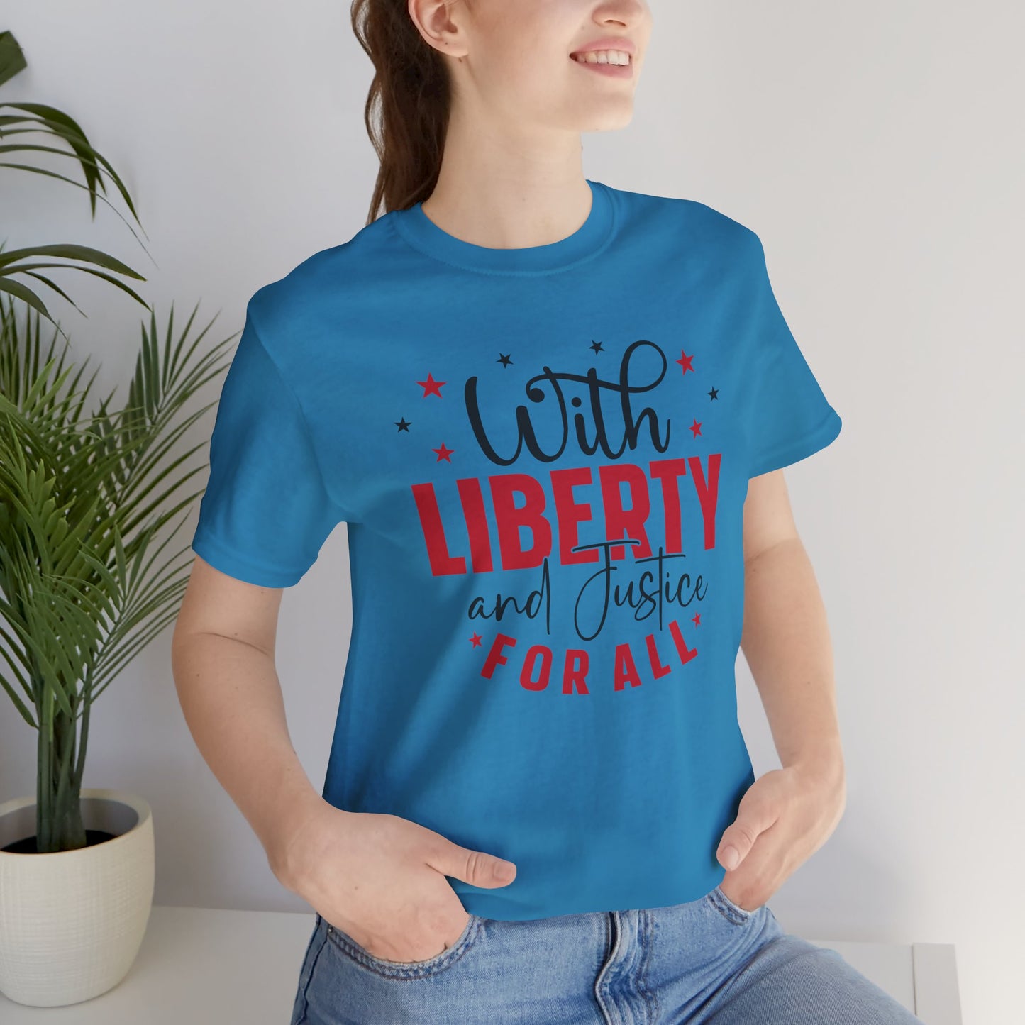 BELLA CANVAS - Liberty and Justice For All T-Shirt — Patriotic Fourth of July Tee