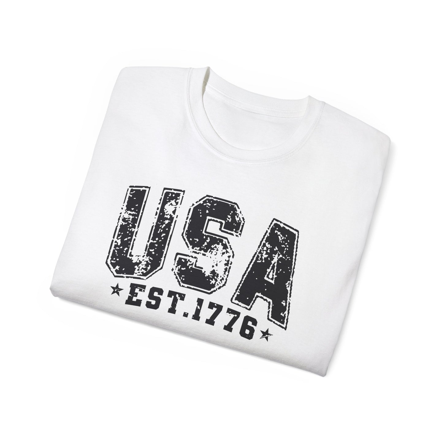 GILDAN - USA EST.1776 T-Shirt — Vintage Patriotic American Tee for 4th of July