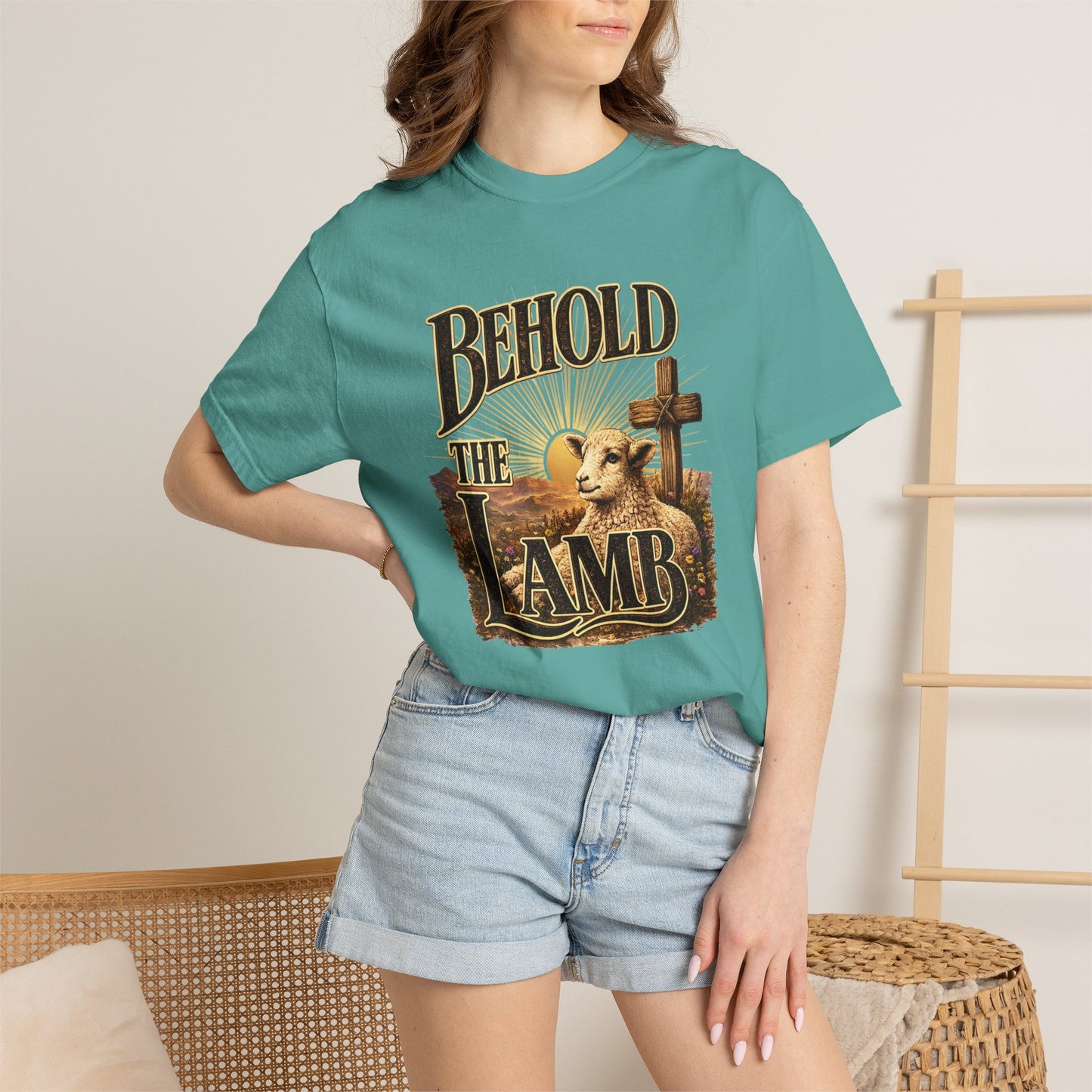 COMFORT COLORS - Behold The Lamb Christian T-Shirt — Religious Easter Faith Tee