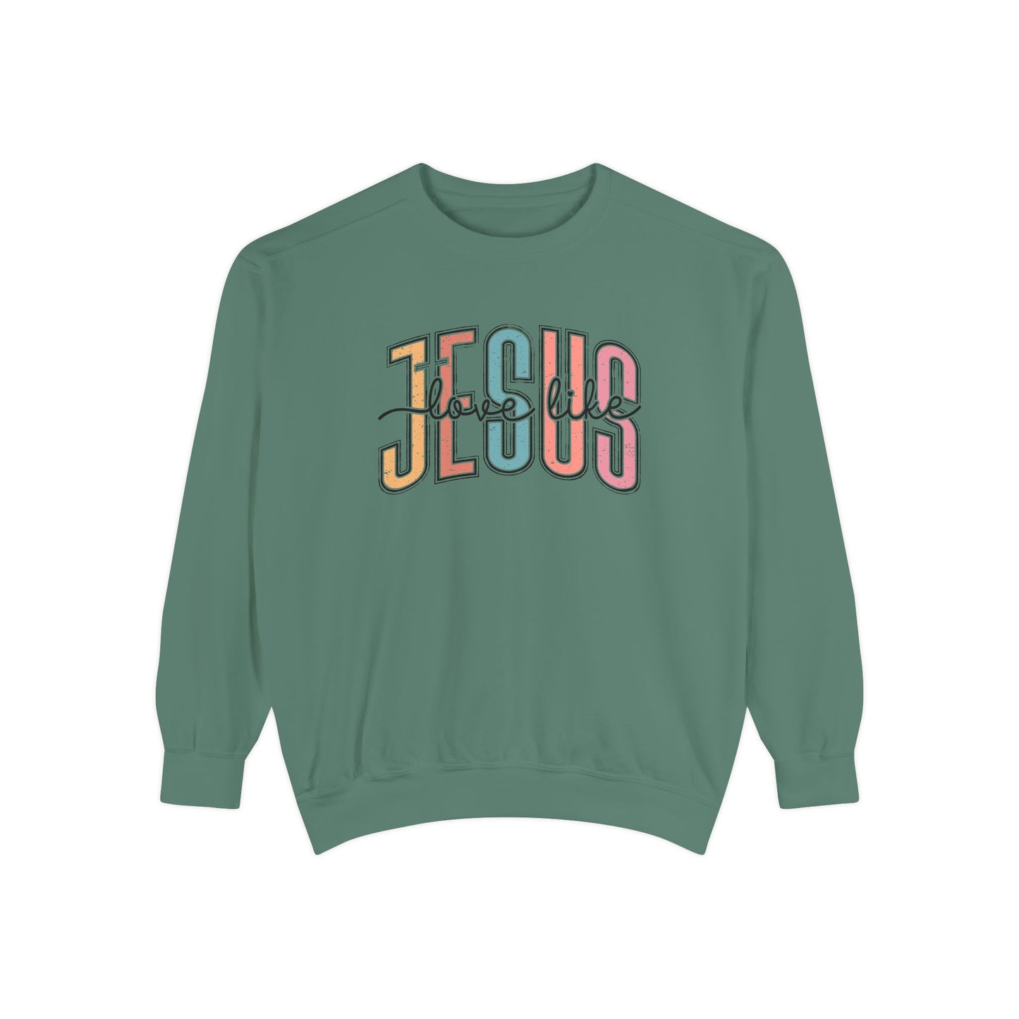 COMFORT COLORS - Jesus Floral Graphic Sweatshirt — Retro Pastel Faith Pullover