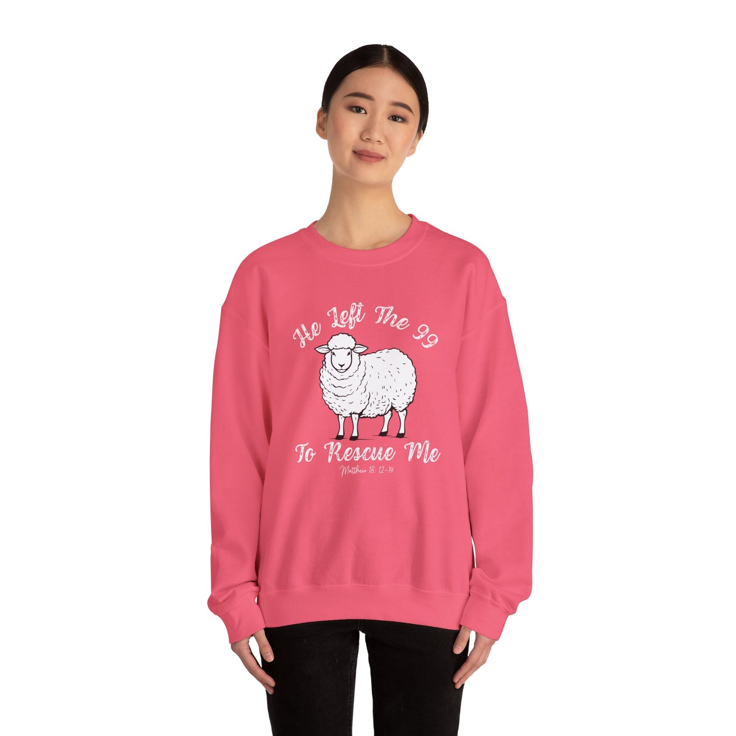 HE LEFT THE 99 WHITE FONT ADULT SWEATSHIRT