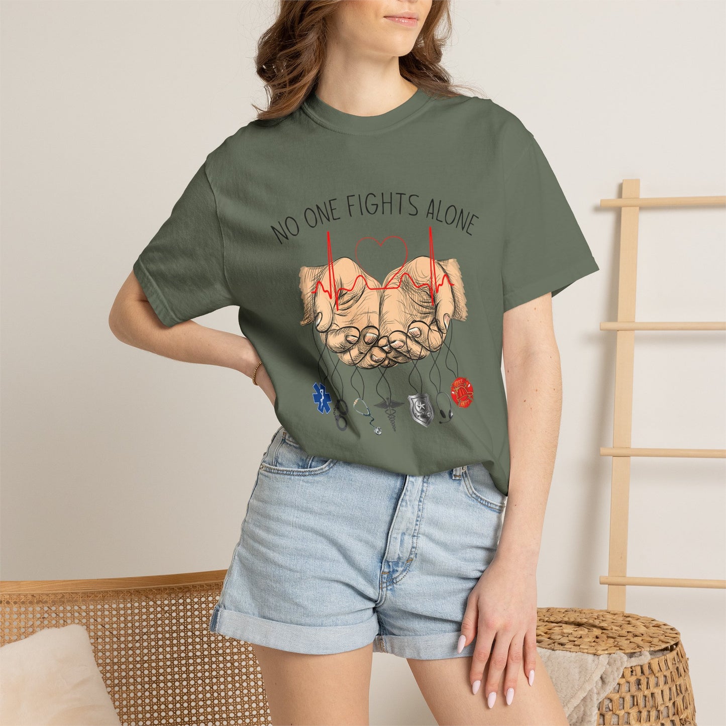 COMFORT COLORS - No One Fights Alone T-Shirt — Supportive Cancer Awareness Tee
