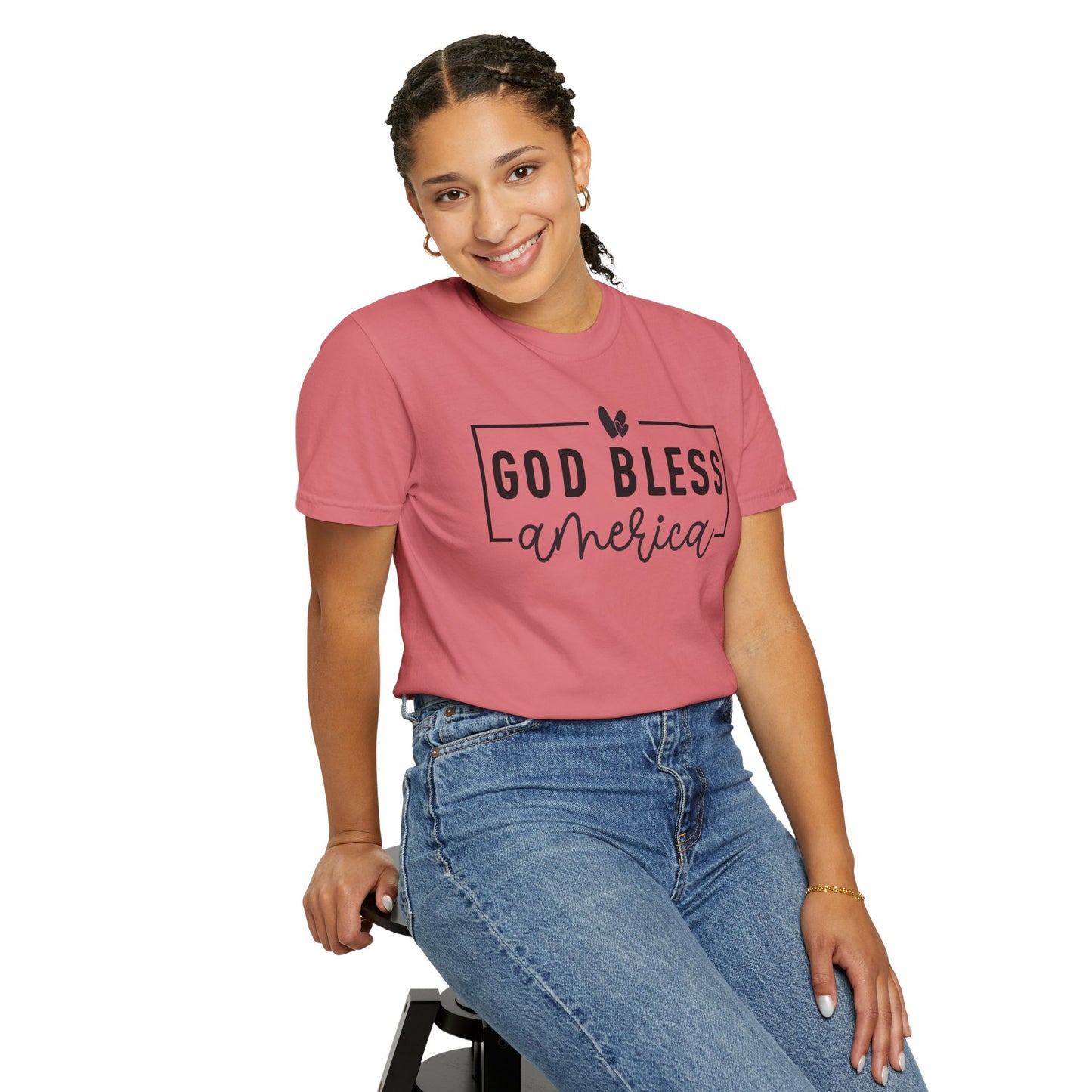 COMFORT COLORS - God Bless America T-Shirt — Patriotic Script Tee