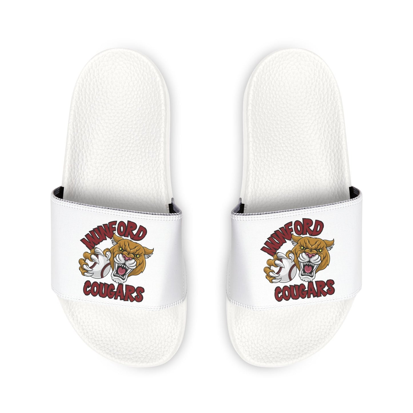 MUNFORD COUGARS - Youth Baseball Slide Sandals — 'Baseball' Script Removable-Strap Slides