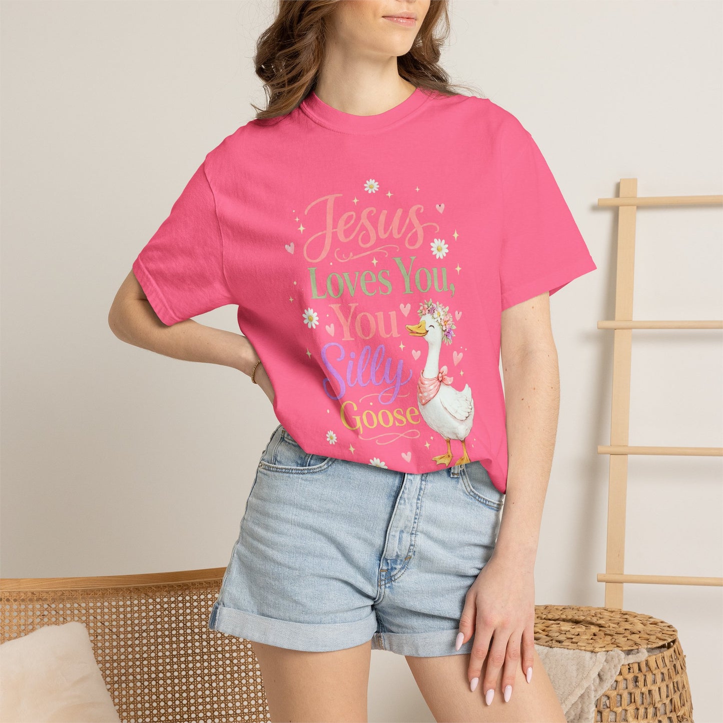 COMFORT COLORS - Jesus Loves You Silly Goose T-Shirt — Cute Christian Graphic Tee