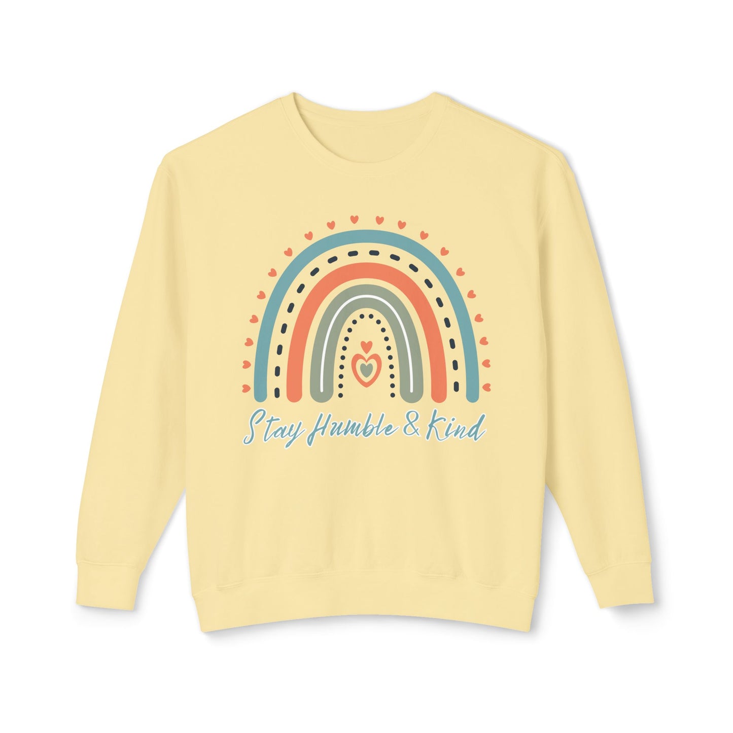 COMFORT COLORS -  Crewneck Sweatshirt - 'Stay Humble & Kind' Pastel Rainbow