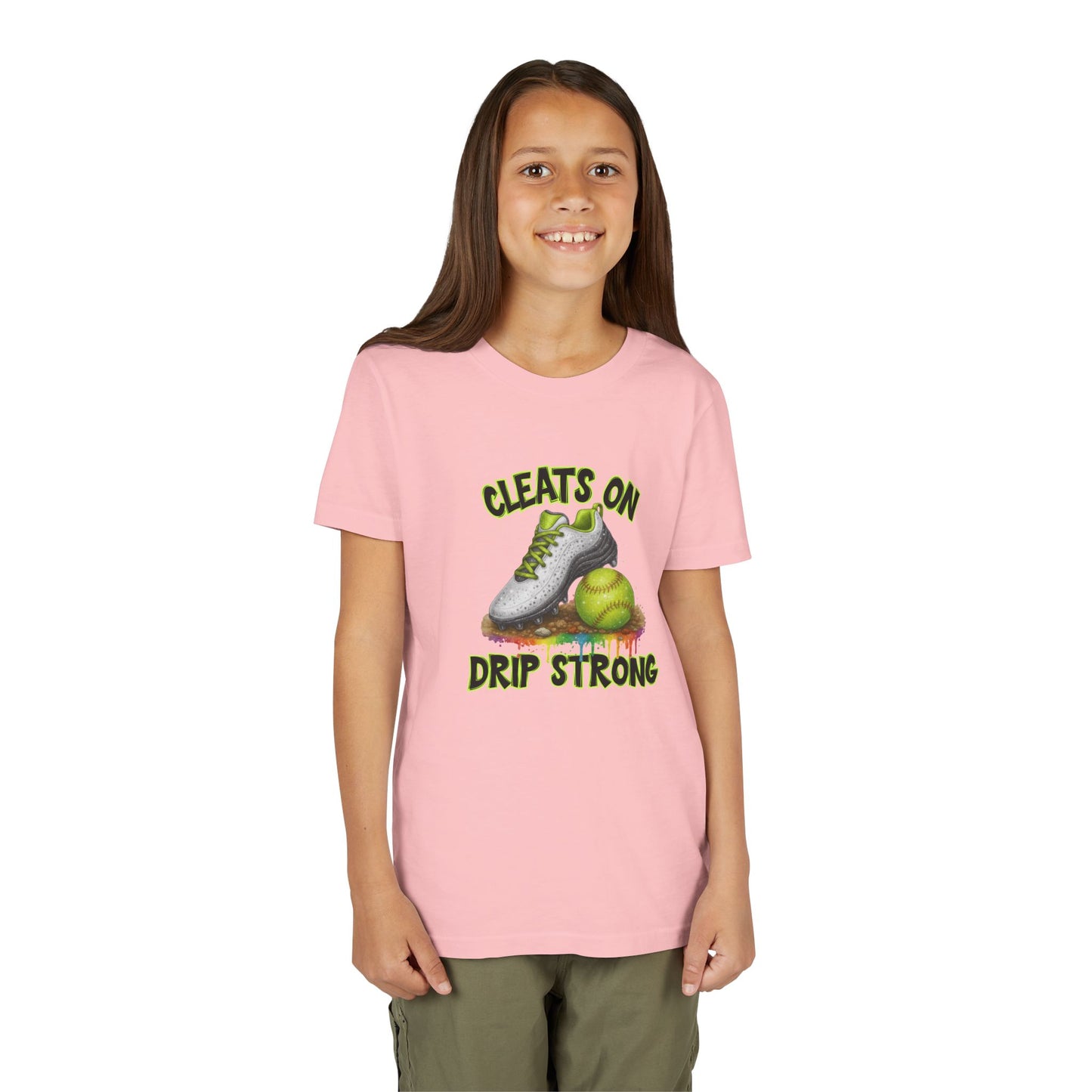BELLA CANVAS - Youth Tee — "Cleats On, Drip Strong" Softball/Baseball Graphic
