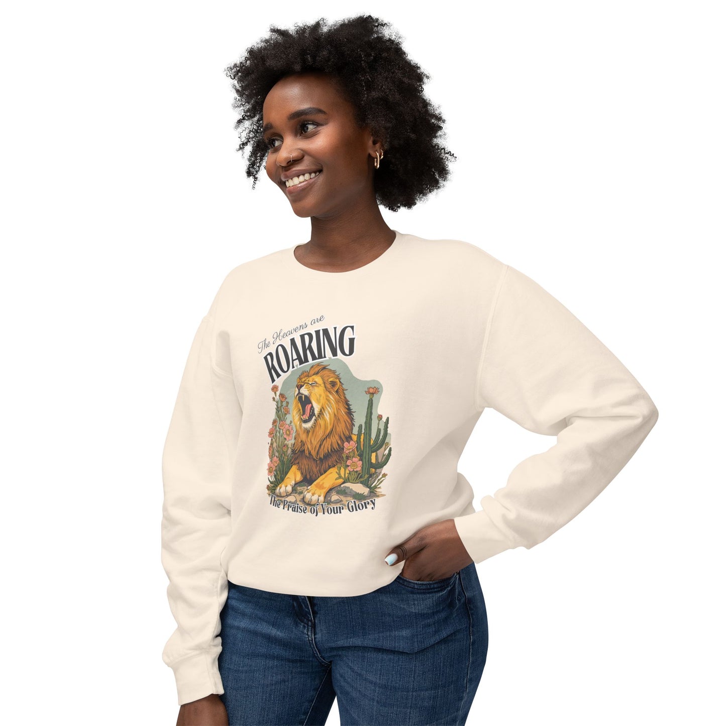 COMFORT COLORS - Roaring Lion Crewneck Sweatshirt — "The Lion Roars" Graphic