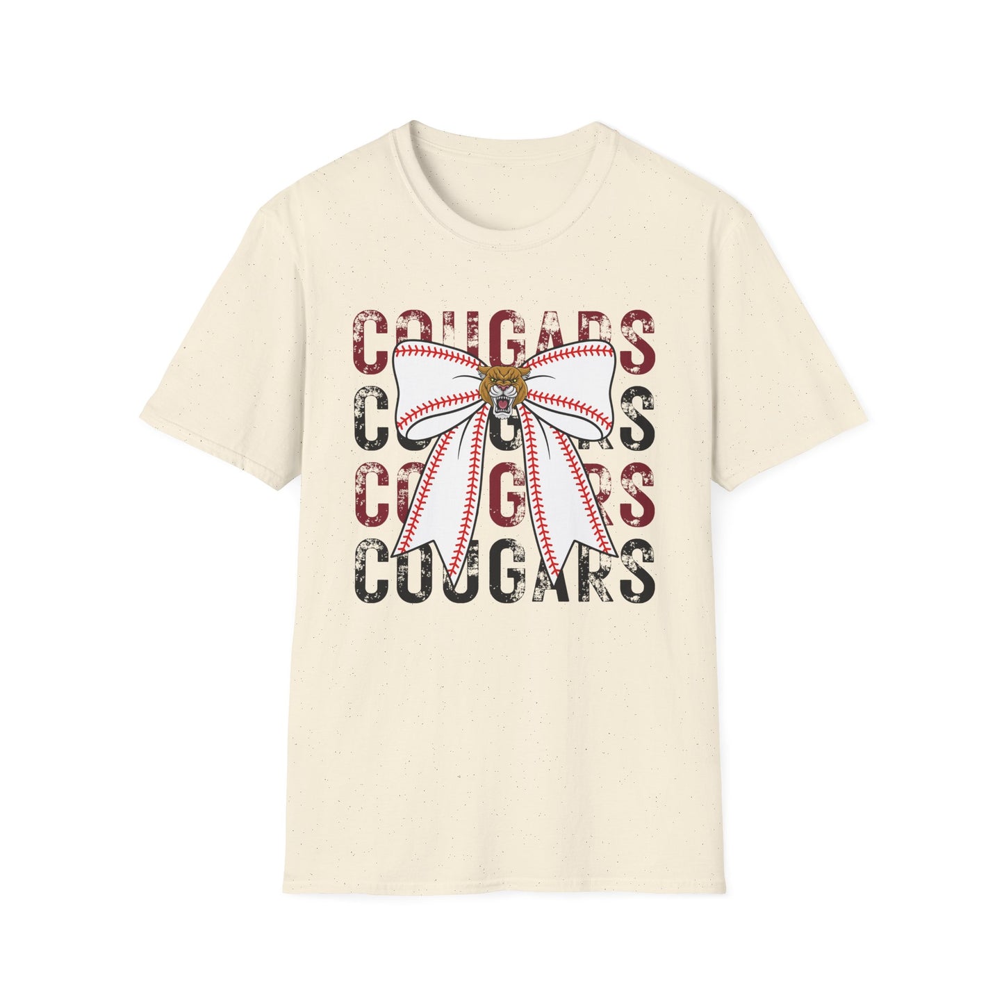 Cougars Bow Baseball T-Shirt — Cheer Team Spirit Tee