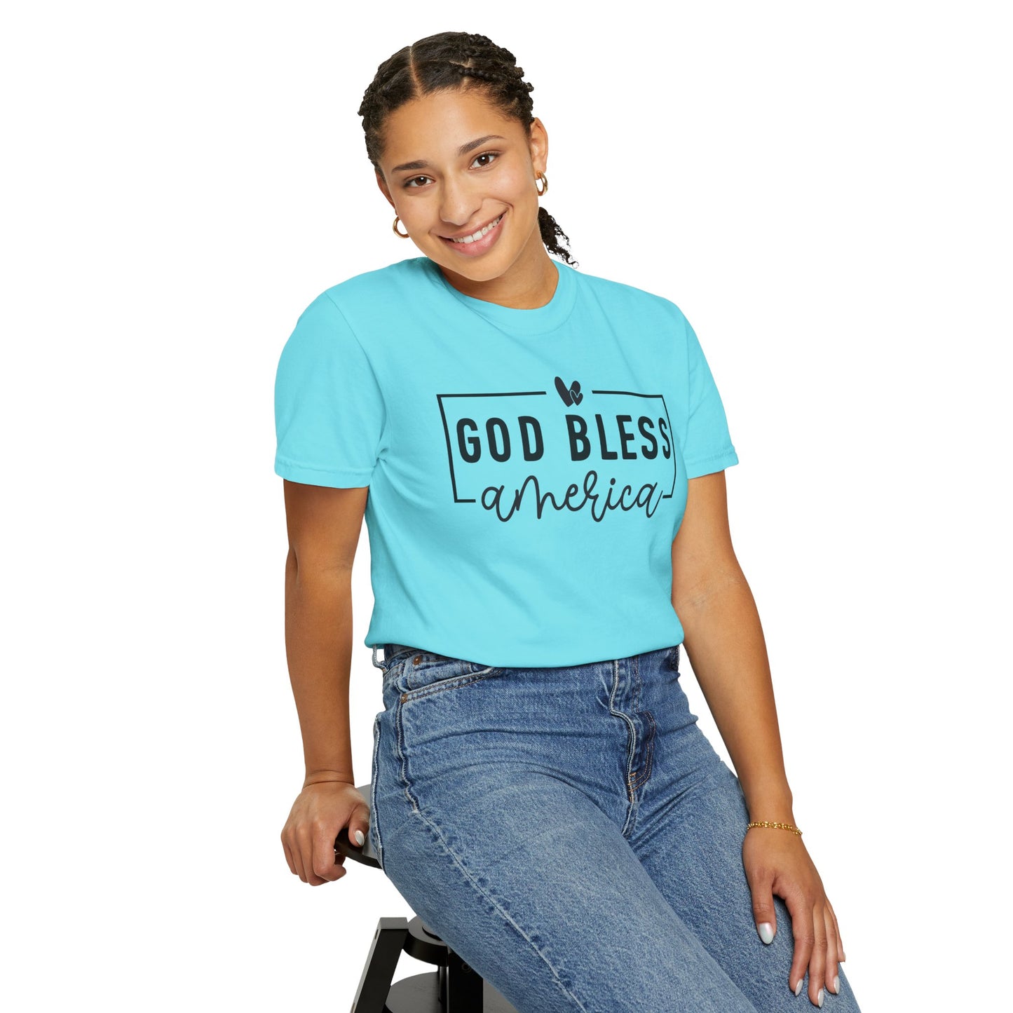 COMFORT COLORS - God Bless America T-Shirt — Patriotic Script Tee
