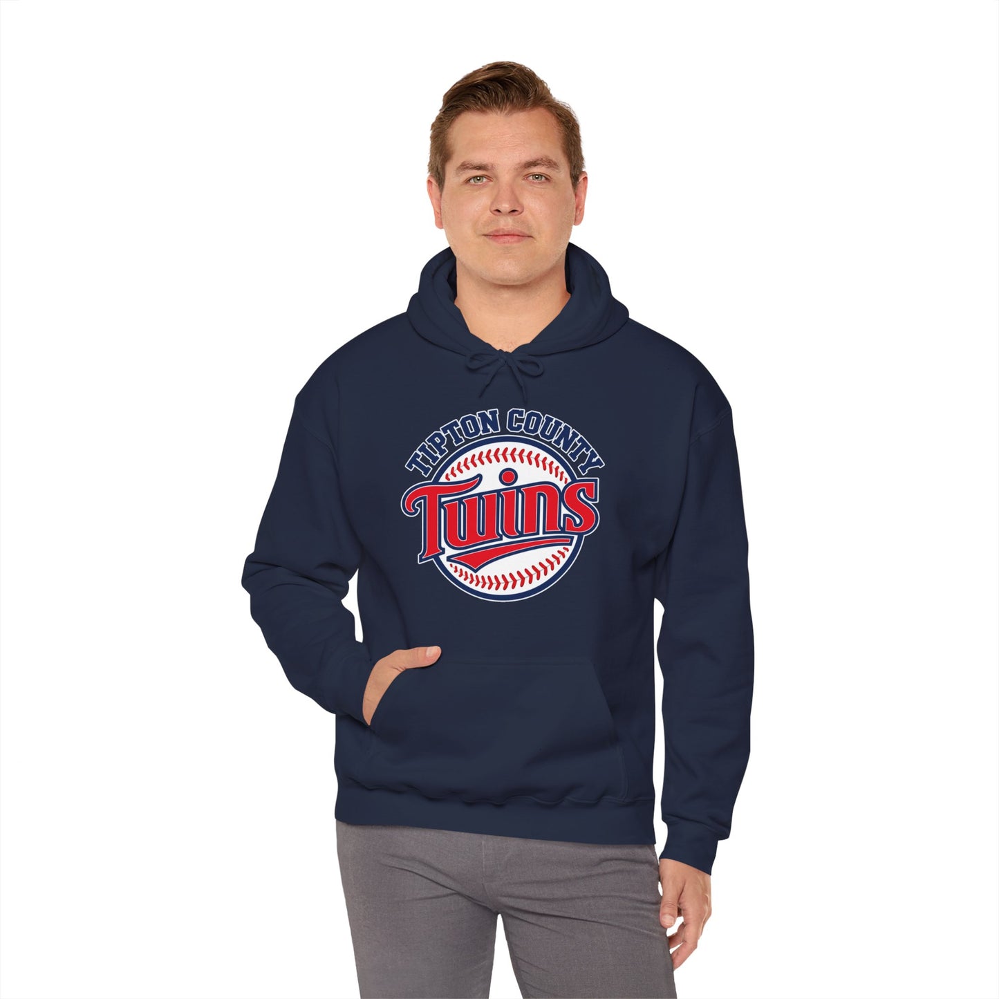 Twins Baseball Hoodie — Tipton County Team Logo & Custom Number (Chapman 13)